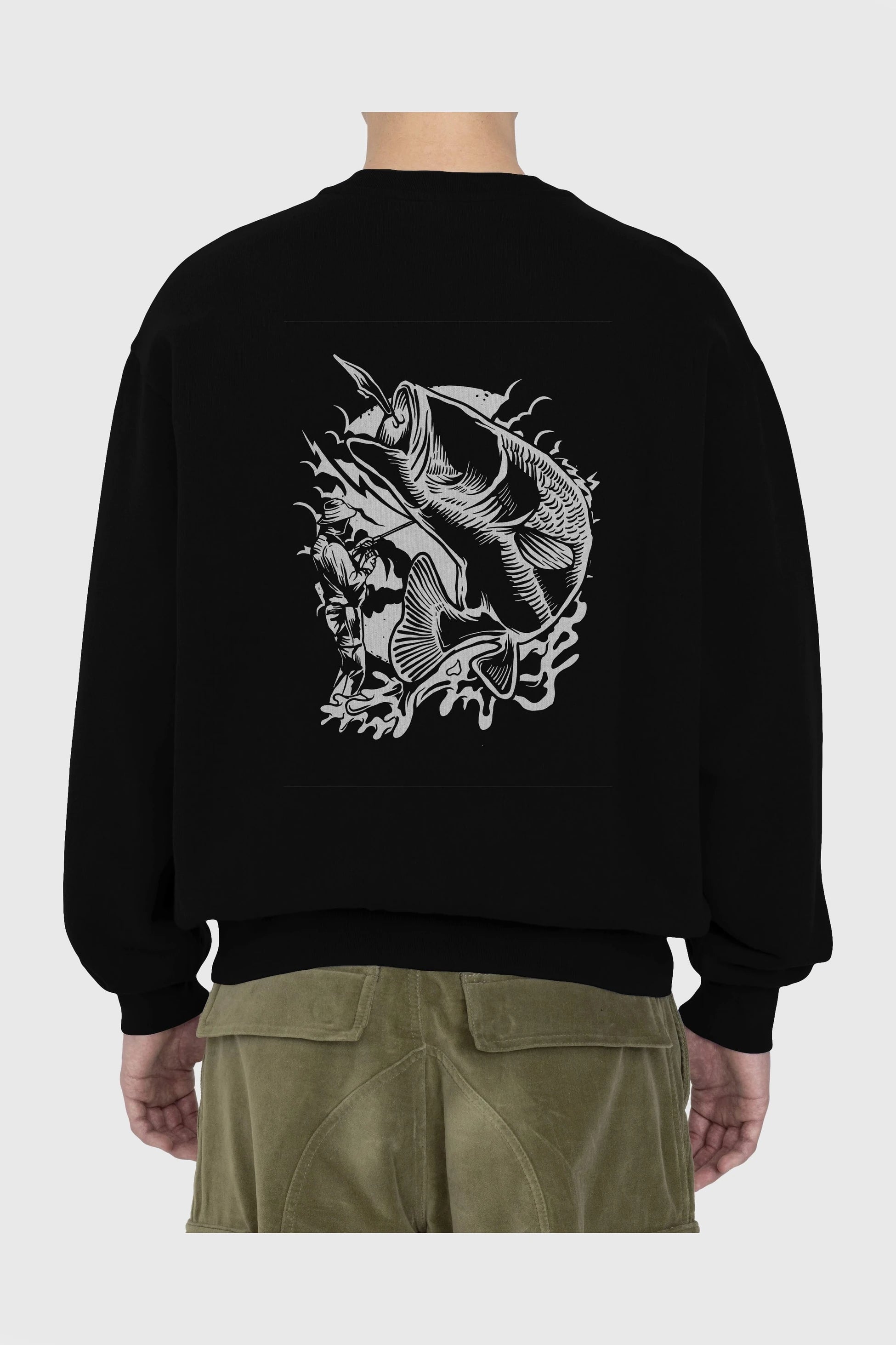 Fisherman Arka Baskılı Oversize Sweatshirt Erkek Kadın Unisex