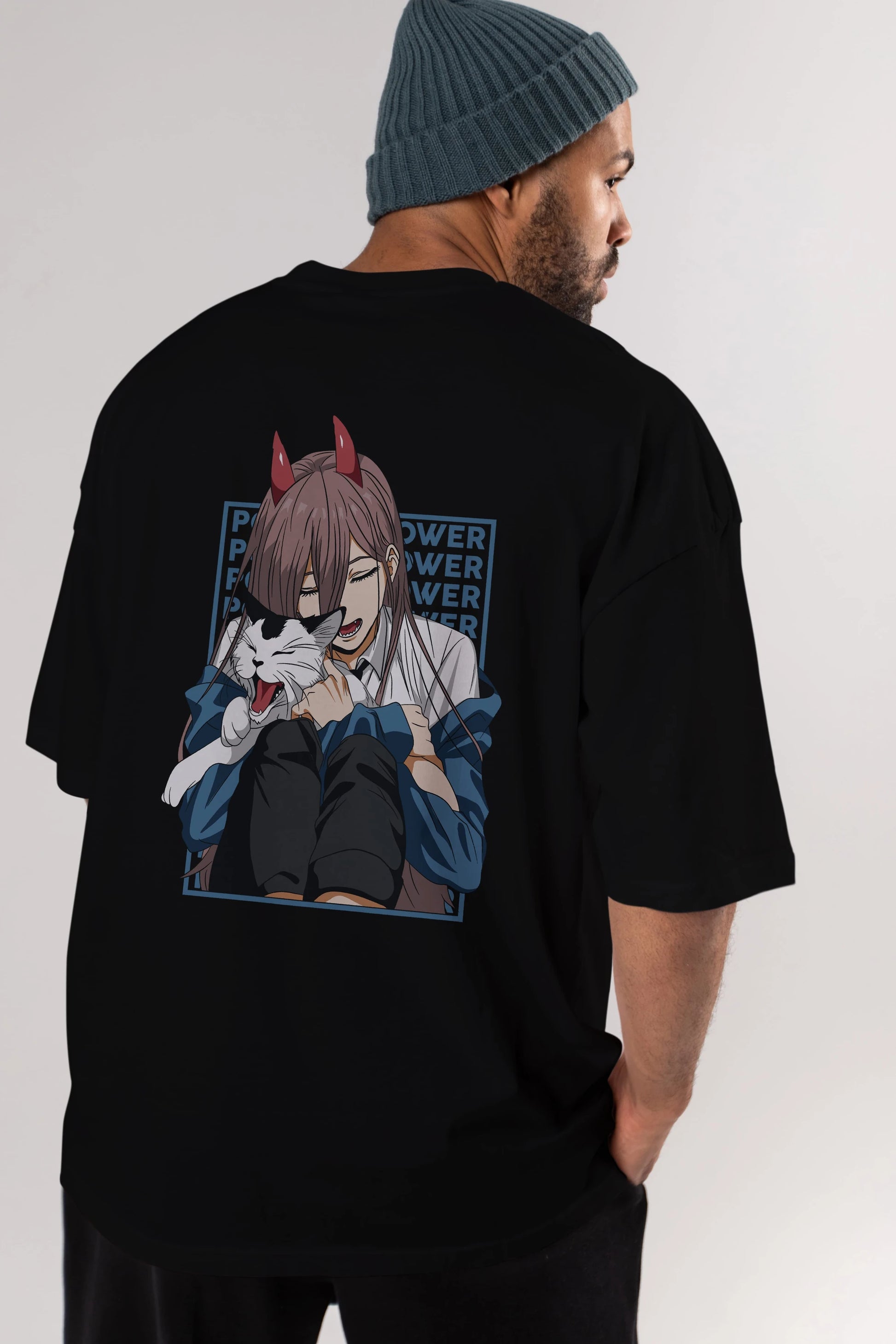 POWER CHAINSAWMAN Anime Arka Baskılı Oversize t-shirt Erkek Kadın Unisex