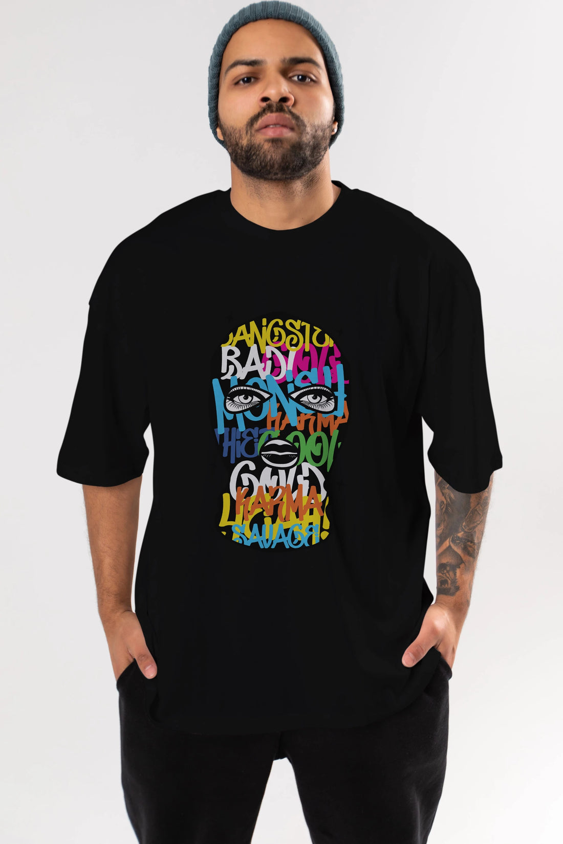 Karma Savage Ön Baskılı Oversize t-shirt Erkek Kadın Unisex