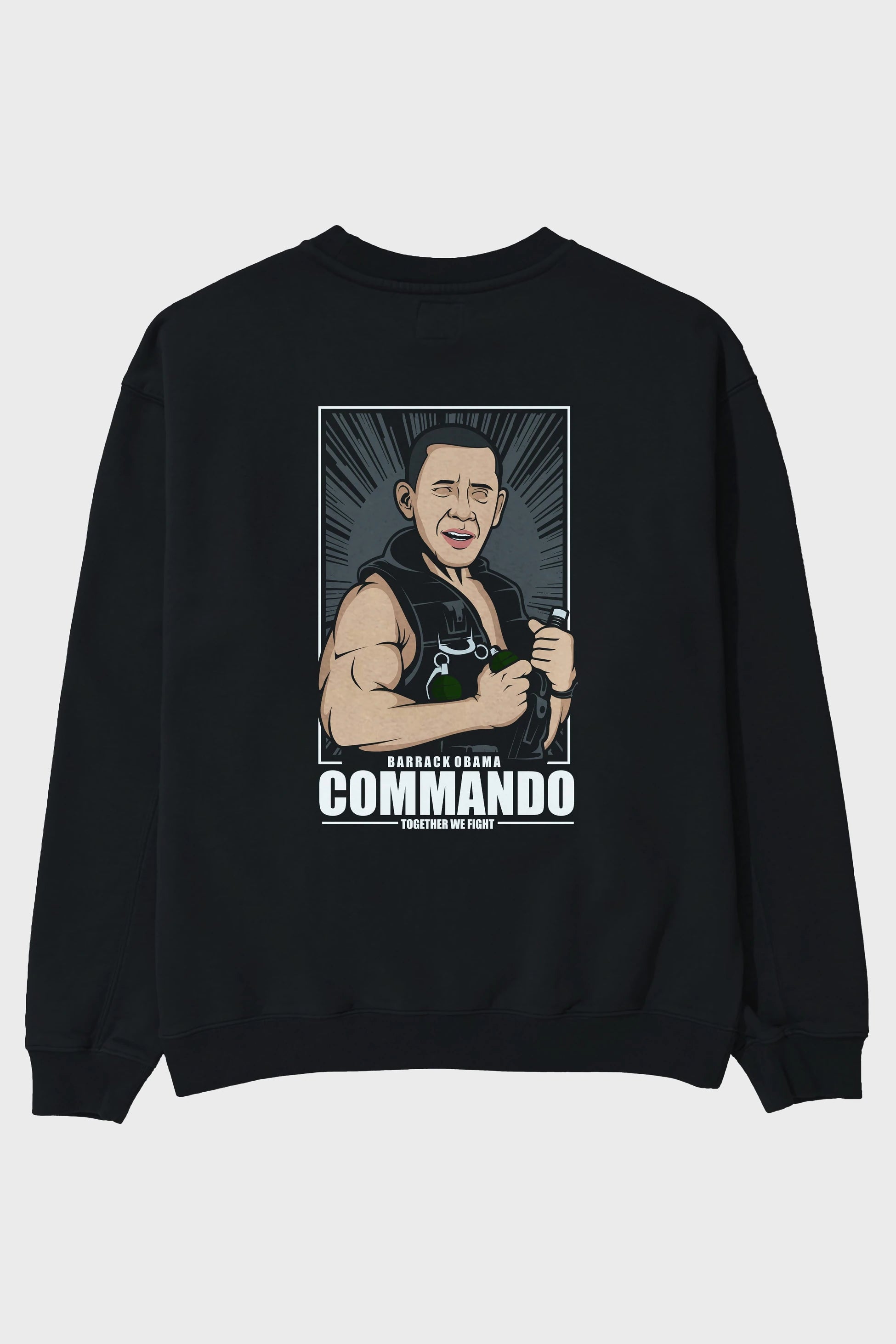 Obama Commando Arka Baskılı Oversize Sweatshirt Erkek Kadın Unisex