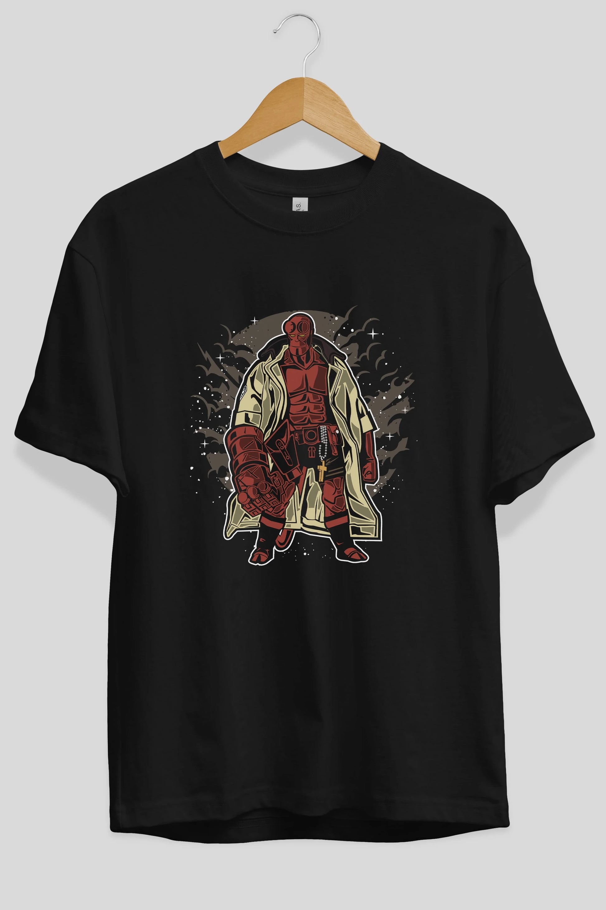 Hellboy Ön Baskılı Oversize t-shirt Erkek Kadın Unisex %100 Pamuk tişort