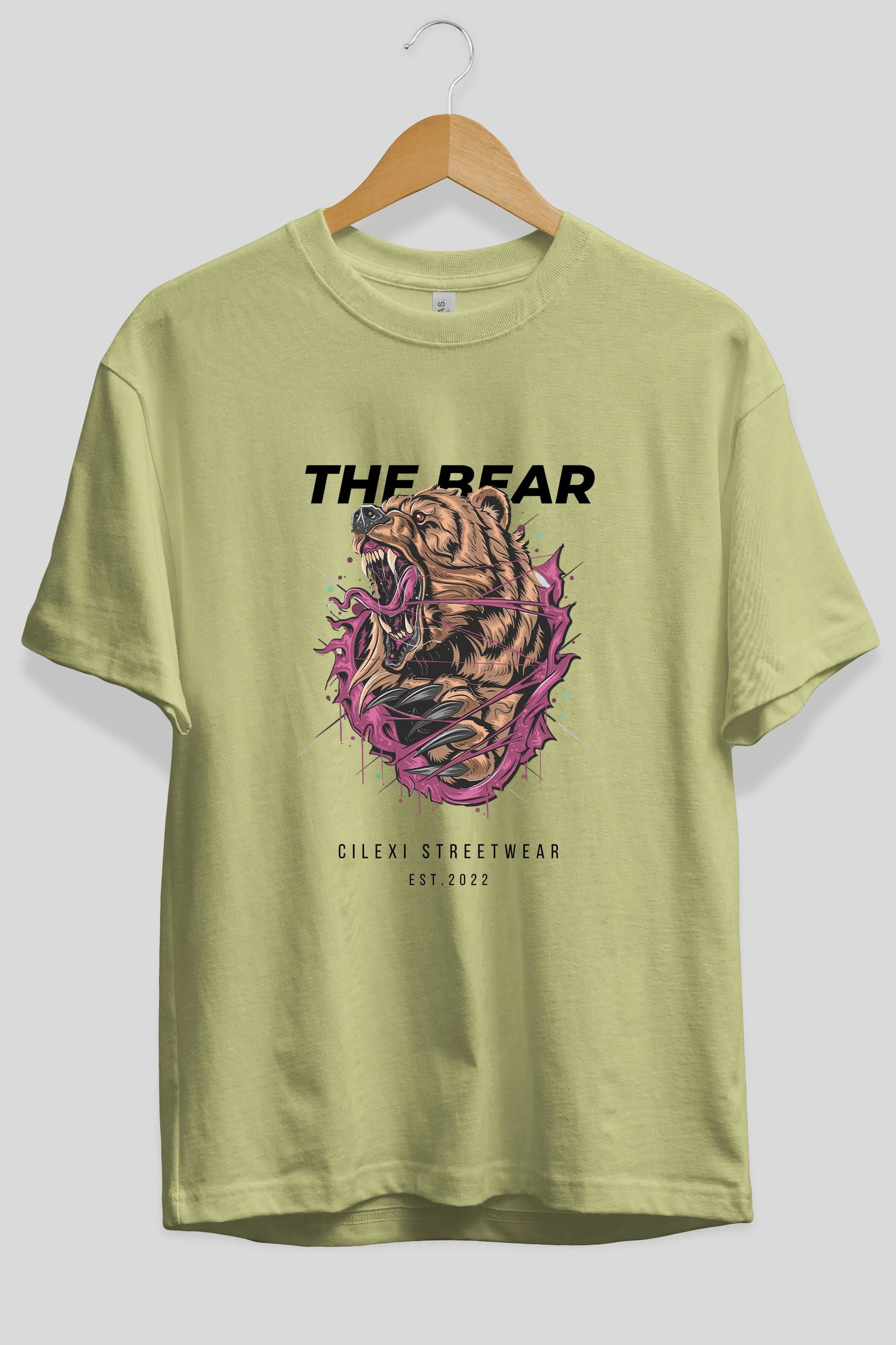 The Bear Ön Baskılı Oversize t-shirt Erkek Kadın Unisex %100 Pamuk
