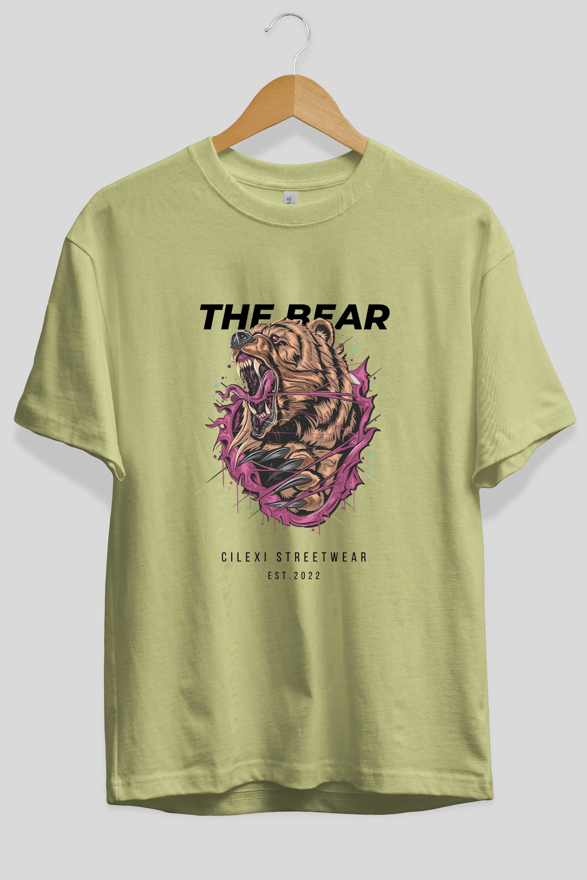 The Bear Ön Baskılı Oversize t-shirt Erkek Kadın Unisex %100 Pamuk