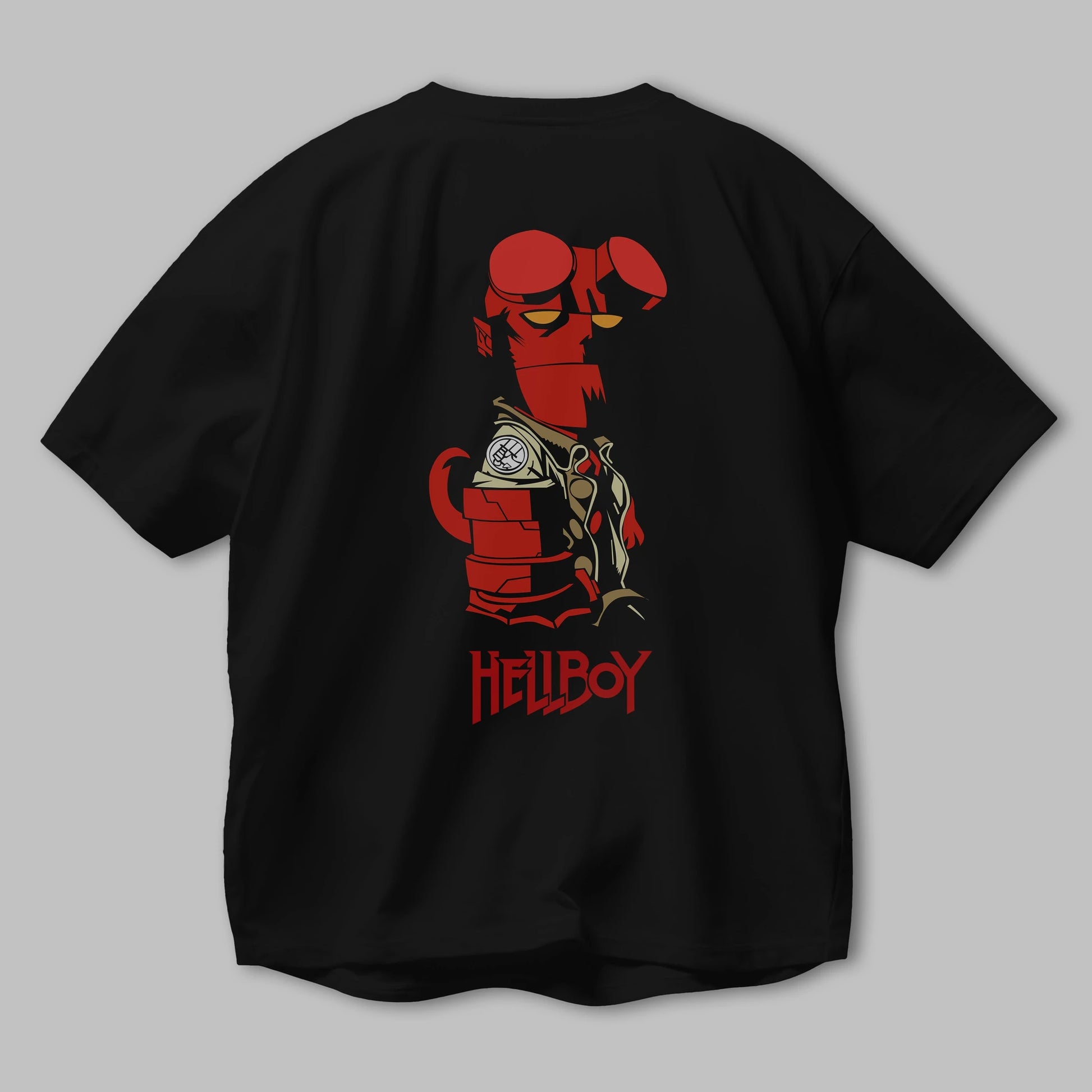 Hellboy (1) Arka Baskılı Oversize t-shirt Erkek Kadın Unisex %100 Pamuk Bisiklet Yaka tişort