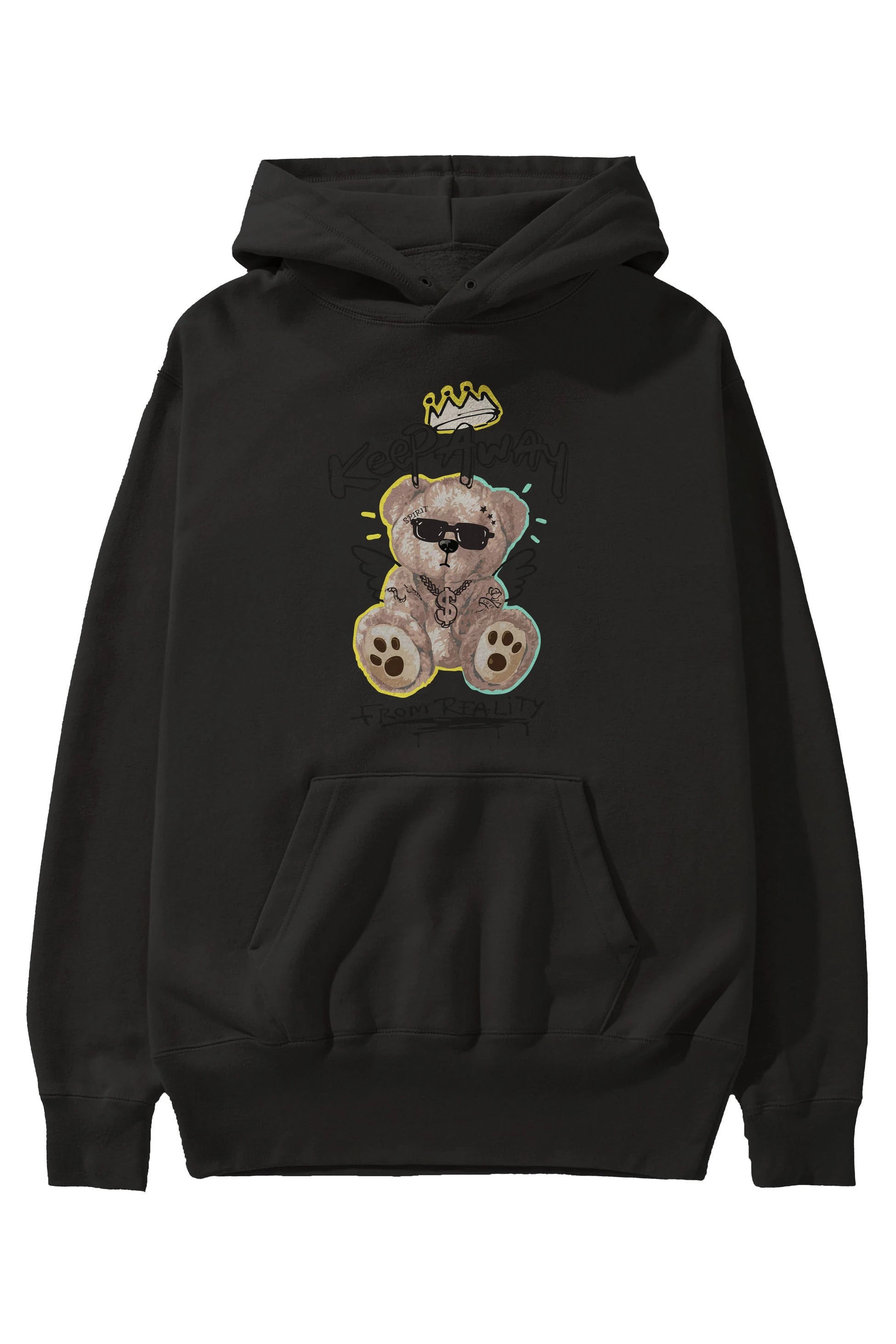 Keep Away Bear 2 Ön Baskılı Hoodie Oversize Kapüşonlu Sweatshirt Erkek Kadın Unisex
