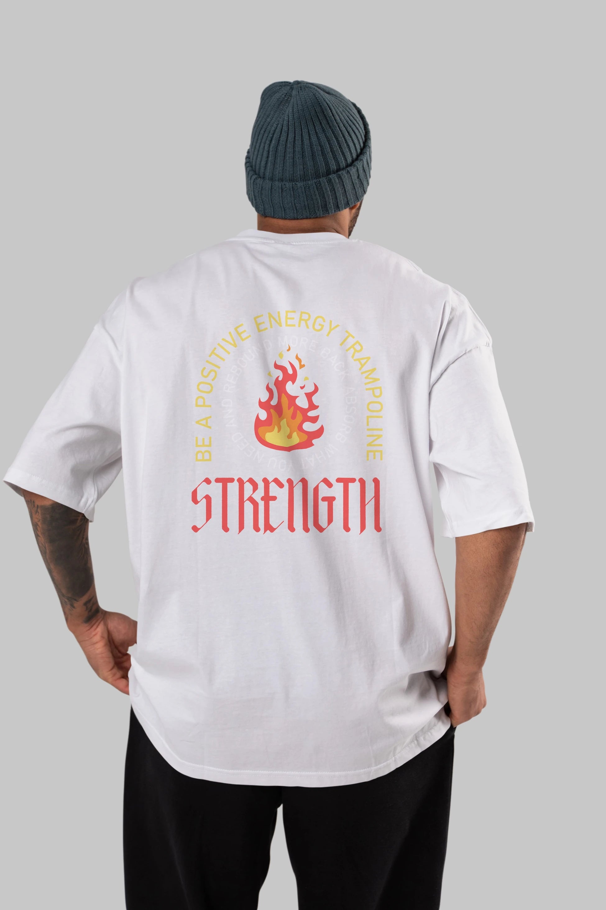Positive Energy Arka Baskılı Oversize t-shirt Erkek Kadın Unisex