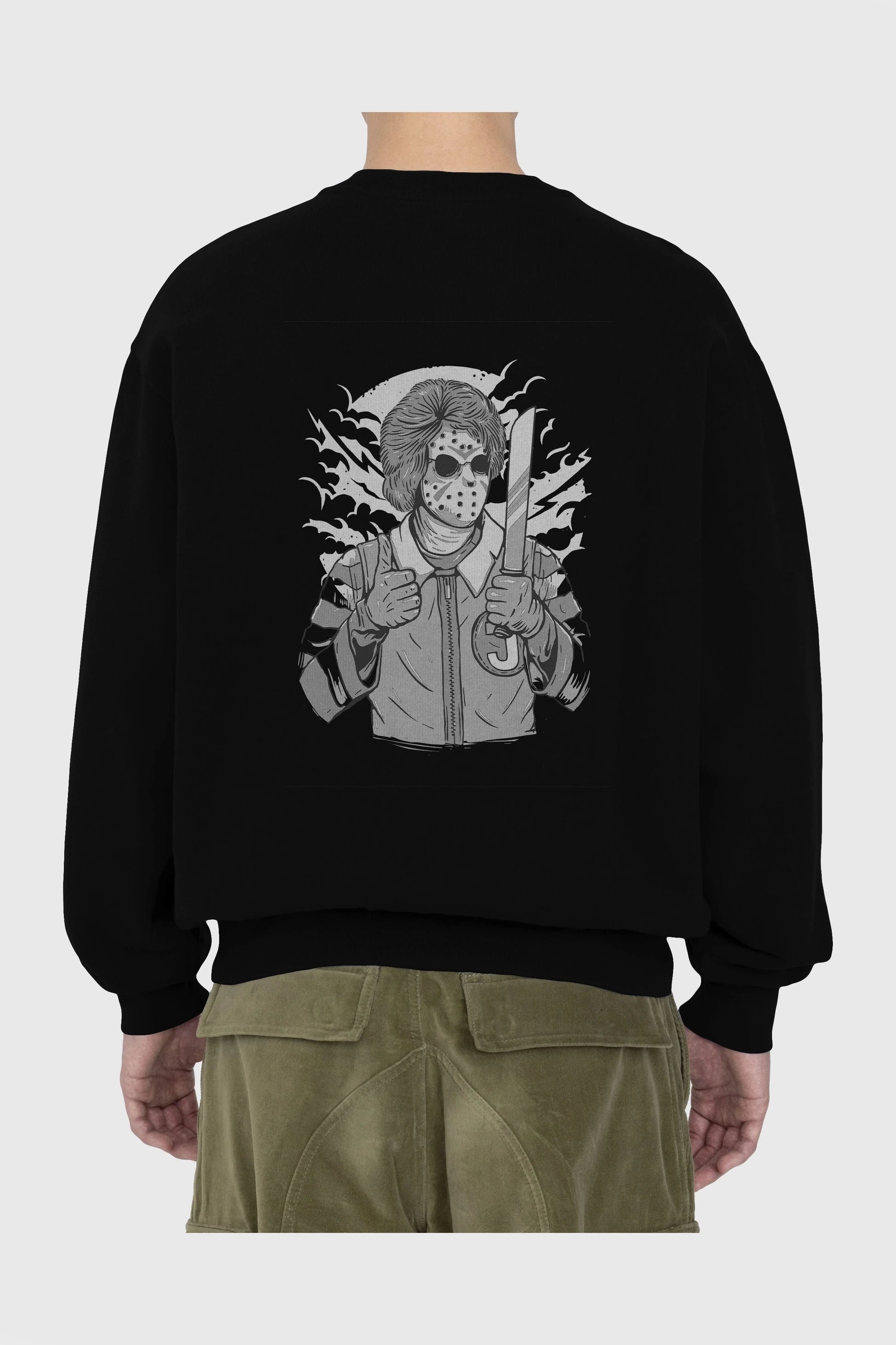 Clown Killer Arka Baskılı Oversize Sweatshirt Erkek Kadın Unisex