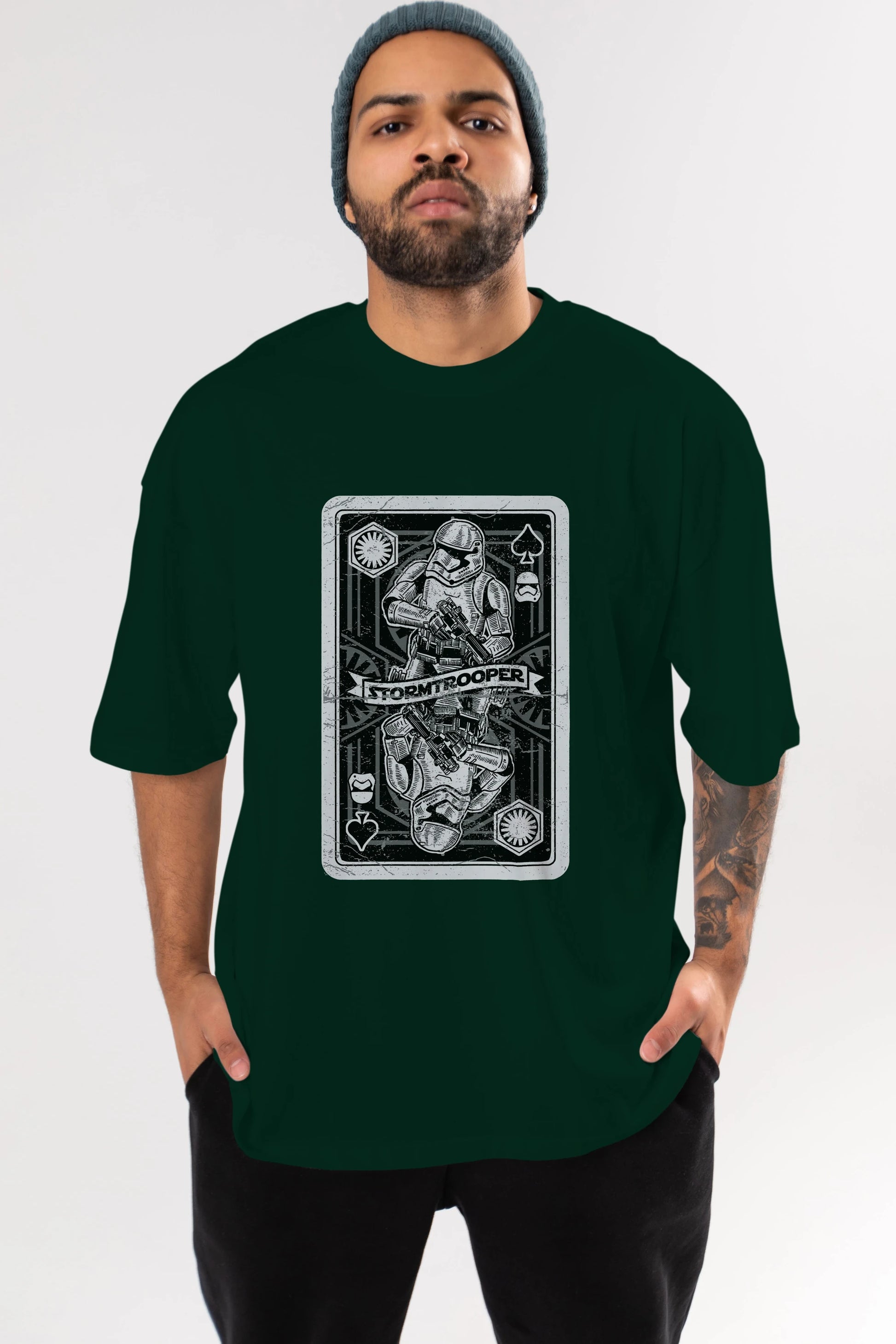 Stormtrooper Playing Card Ön Baskılı Oversize t-shirt Erkek Kadın Unisex %100 Pamuk tişort