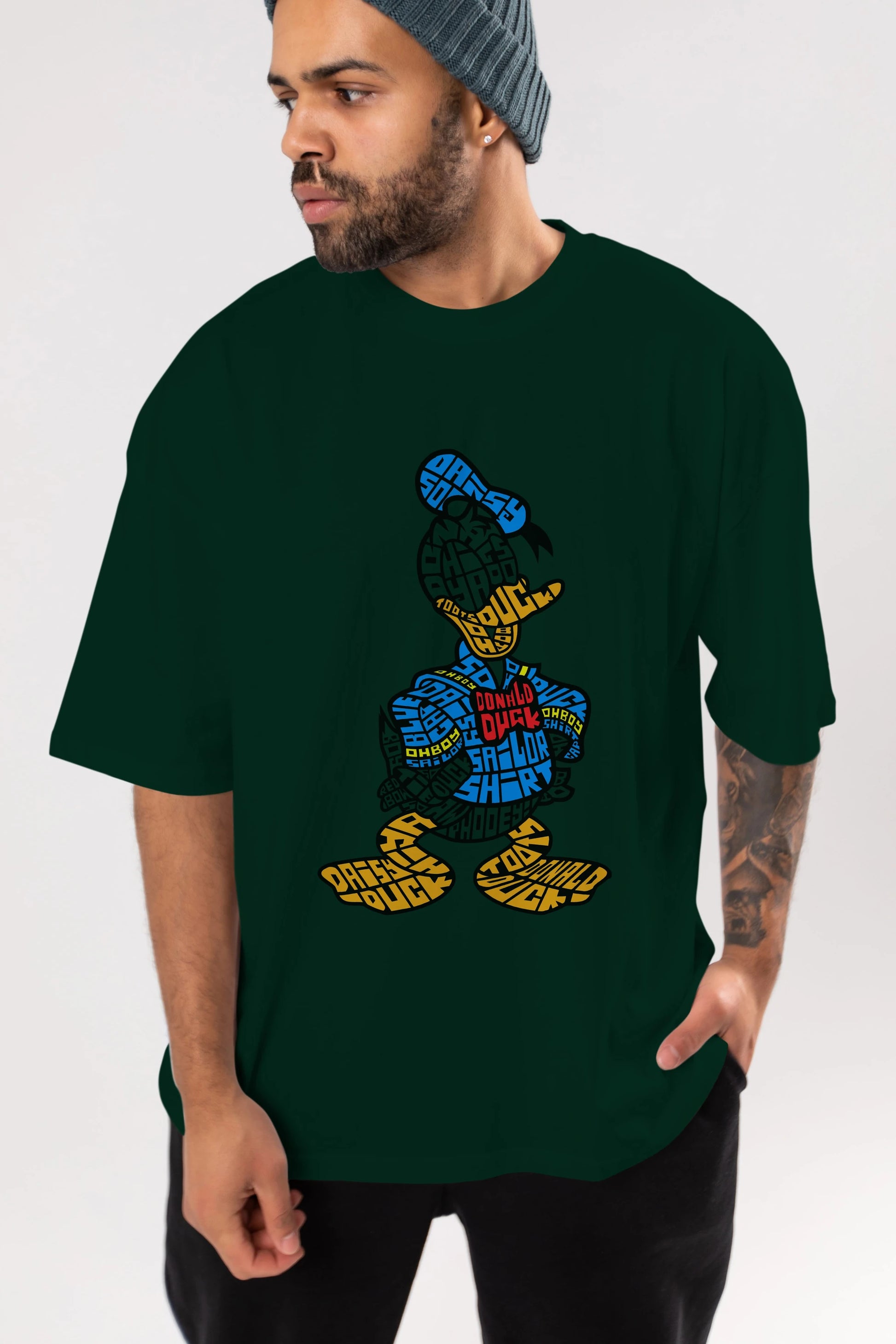 Donald Ön Baskılı Oversize t-shirt %100 pamuk Erkek Kadın Unisex