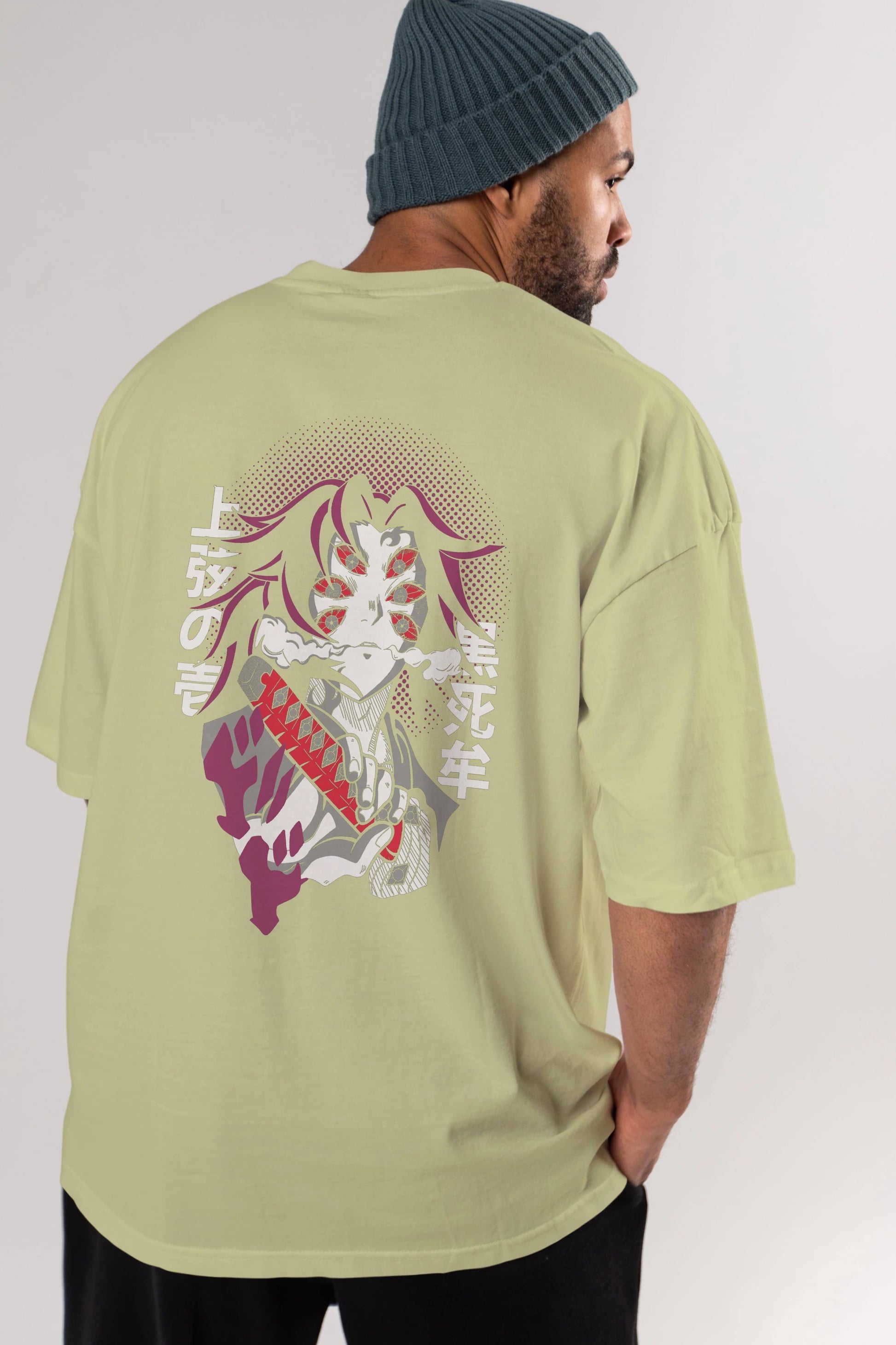 Kokushibo Anime Arka Baskılı Oversize t-shirt Erkek Kadın Unisex