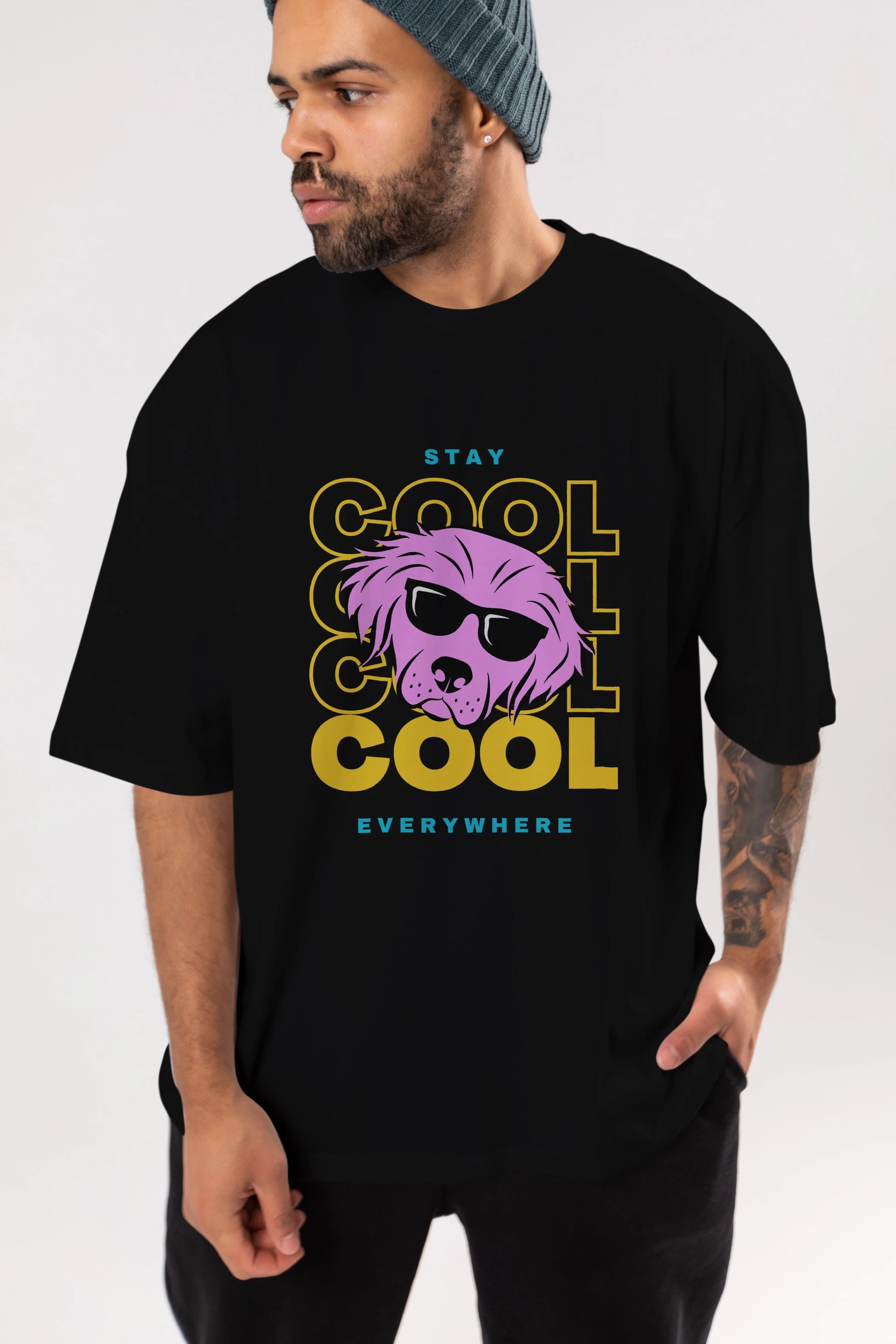 Cool Dog 2 Ön Baskılı Oversize t-shirt Erkek Kadın Unisex