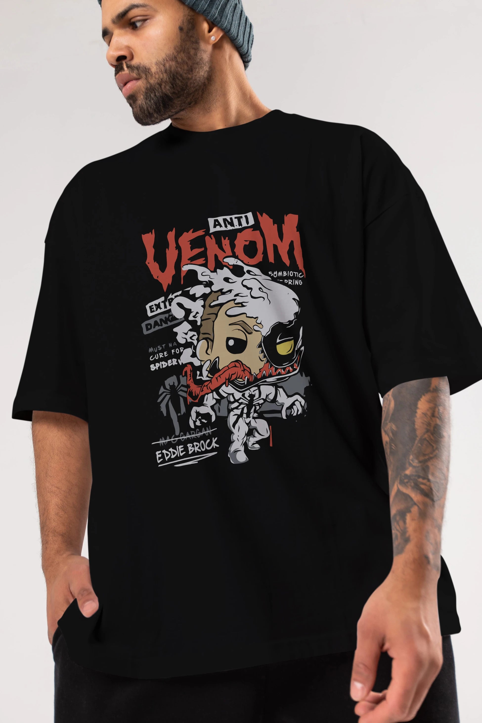 Venom (9) Ön Baskılı Oversize t-shirt Erkek Kadın Unisex %100 Pamuk Bisiklet Yaka tişort