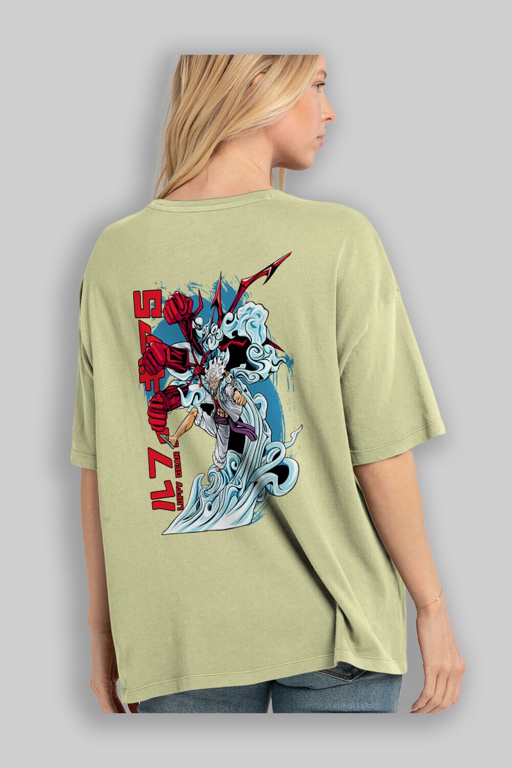 MONKEY D. LUFFY GEAR5 2 Anime Arka Baskılı Oversize t-shirt Erkek Kadın Unisex