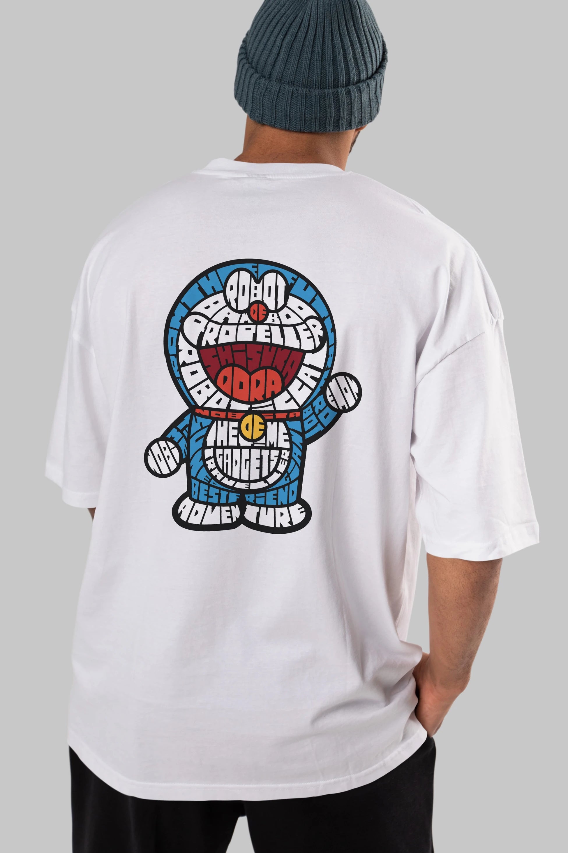 Robotic cat Arka Baskılı Oversize t-shirt %100 pamuk Erkek Kadın Unisex