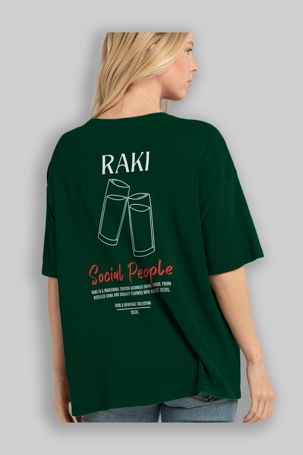 Rakı Kokteyl Serisi Baskılı Oversize t-shirt Erkek Kadın Unisex %100 Pamuk Bisiklet Yaka tişort