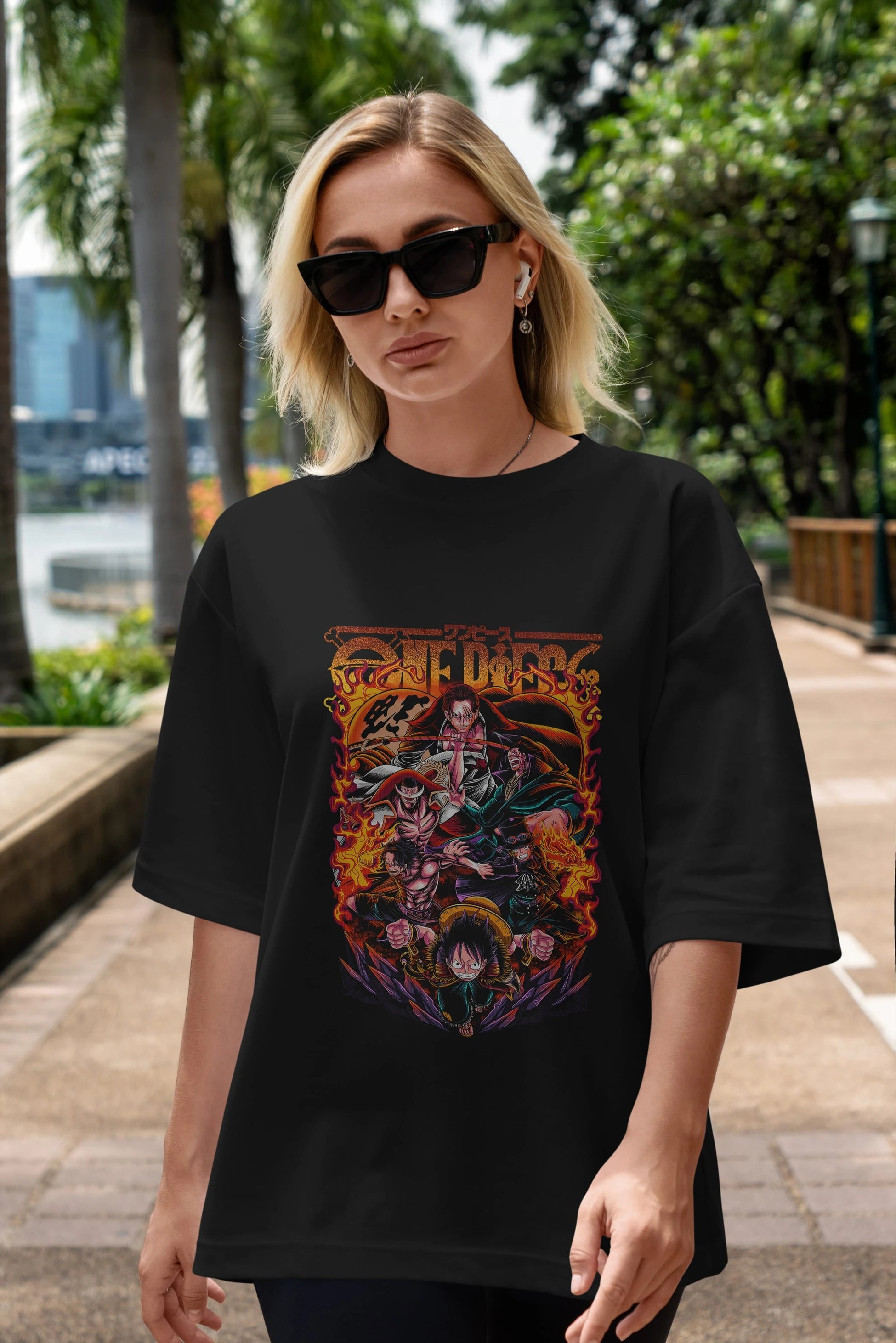 ONE PIECE (3) Anime Ön Baskılı Oversize t-shirt %100 pamuk Erkek Kadın Unisex