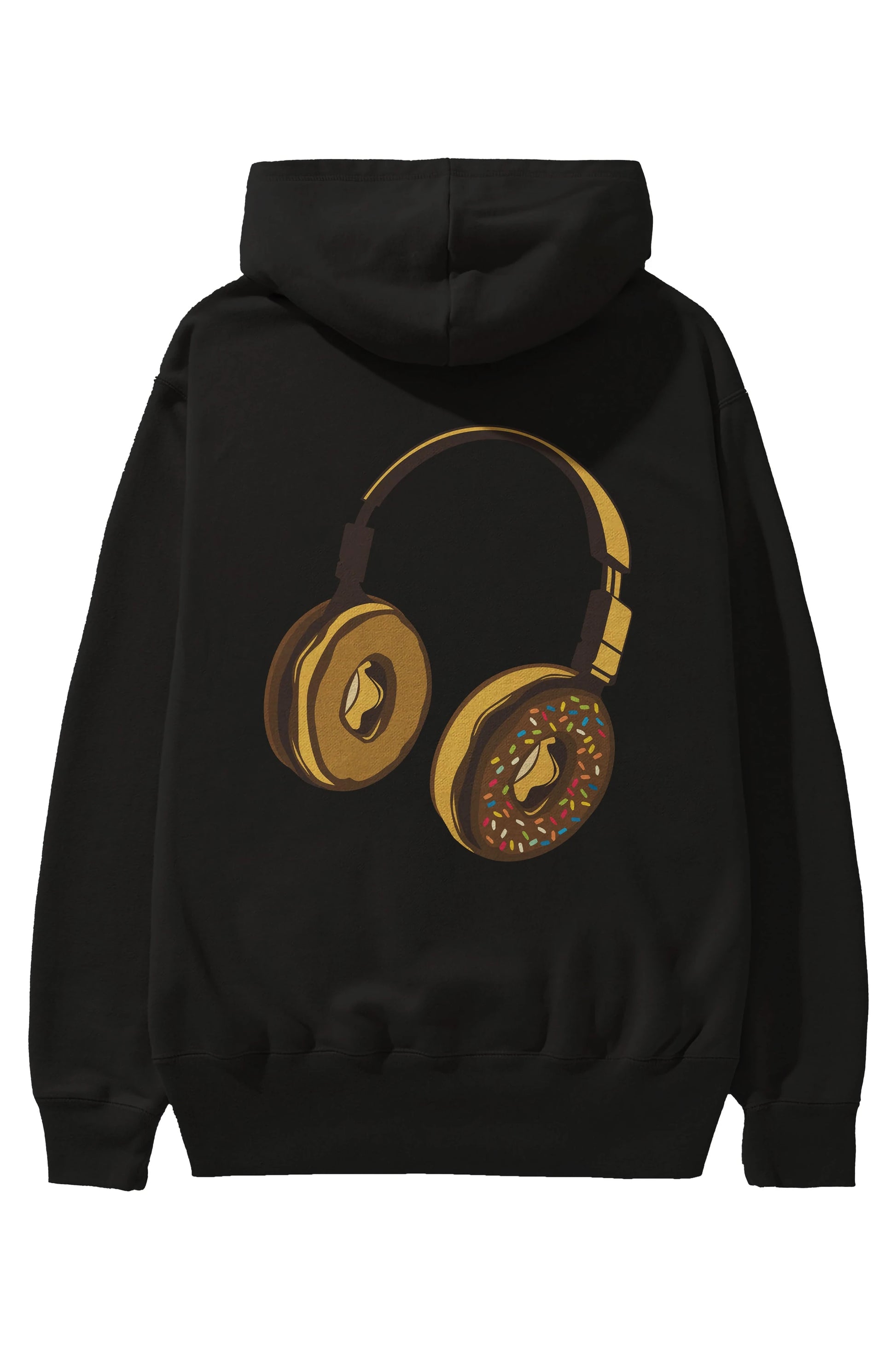 Headphone Donut Arka Baskılı Hoodie Oversize Kapüşonlu Sweatshirt Erkek Kadın Unisex