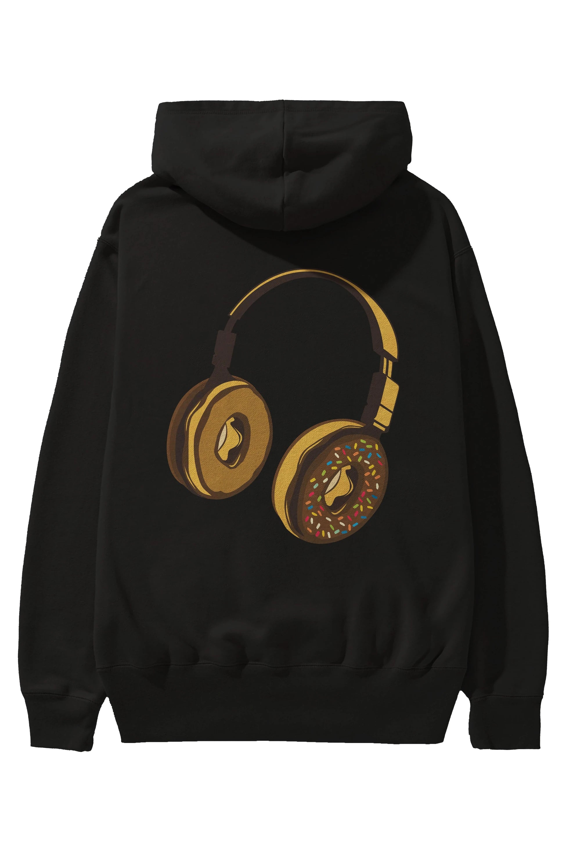 Headphone Donut Arka Baskılı Hoodie Oversize Kapüşonlu Sweatshirt Erkek Kadın Unisex