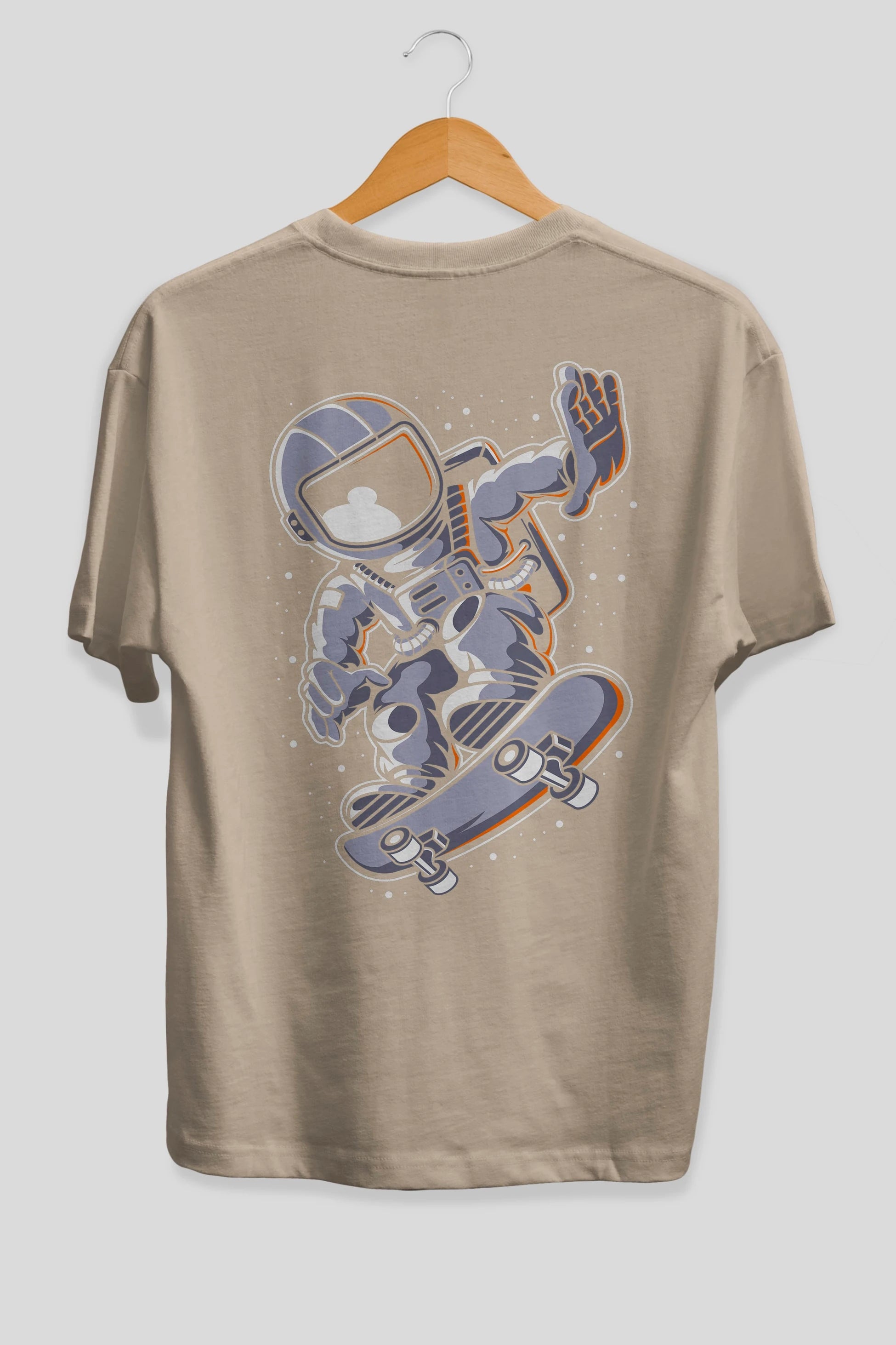 Astronaut Skateboard Arka Baskılı Oversize t-shirt Erkek Kadın Unisex