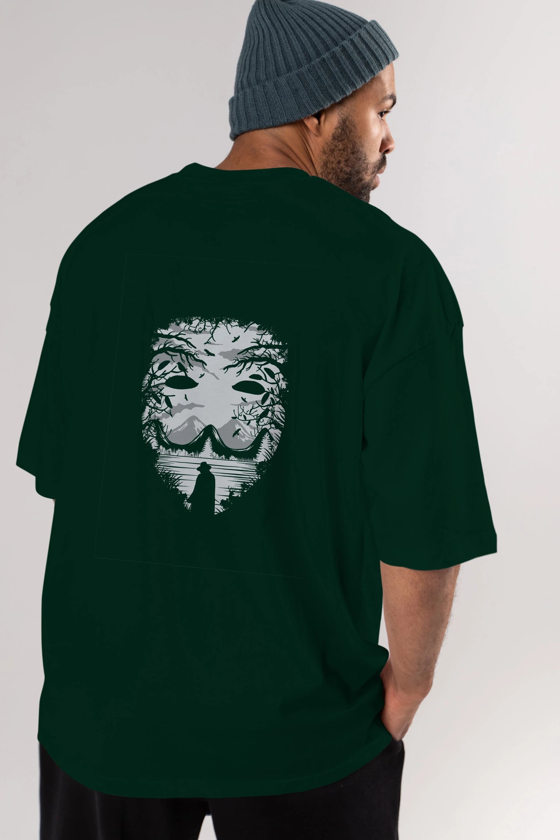 The Mask (2) Arka Baskılı Oversize t-shirt %100 pamuk Erkek Kadın Unisex