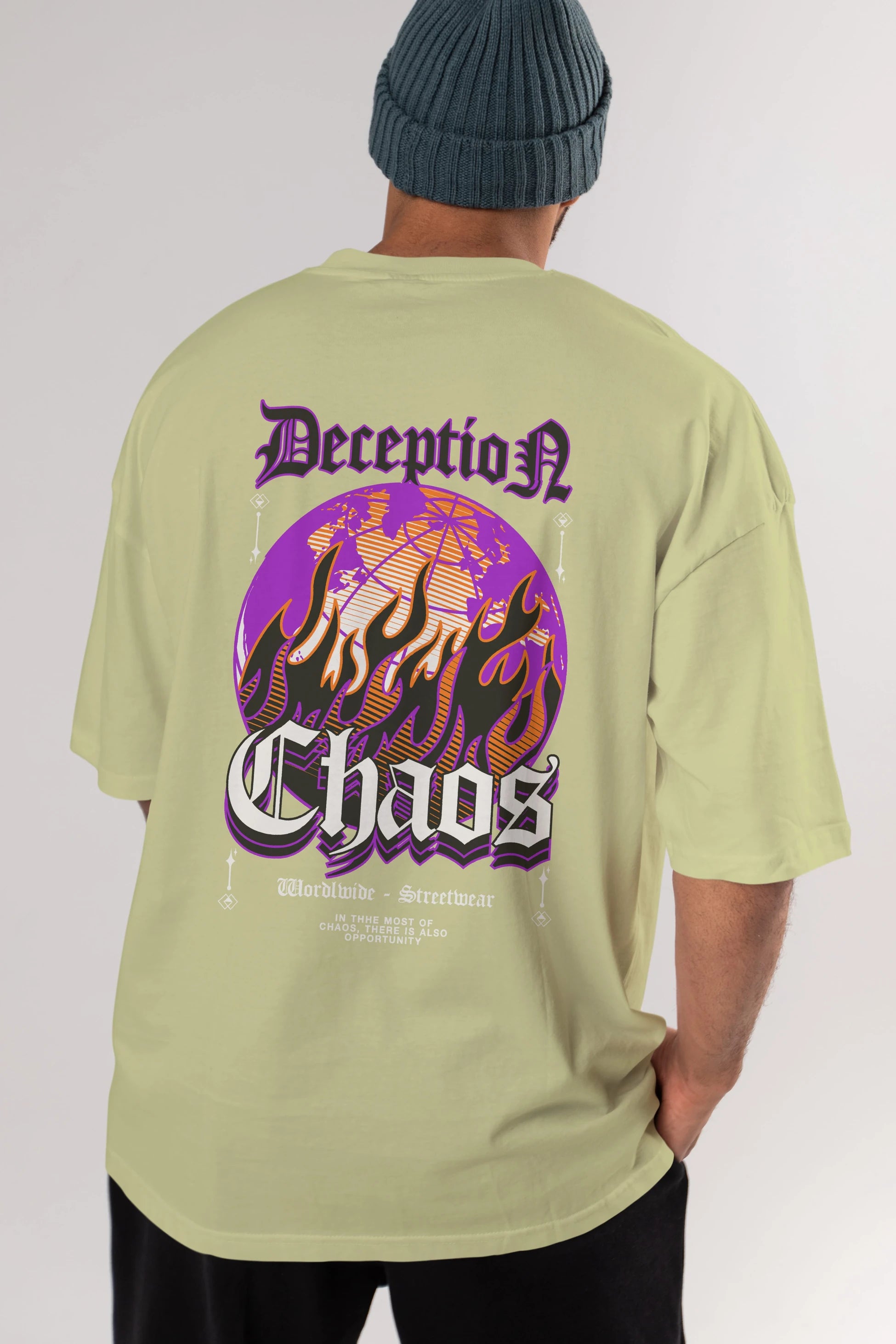 Deception Chaos Arka Baskılı Oversize t-shirt Erkek Kadın Unisex