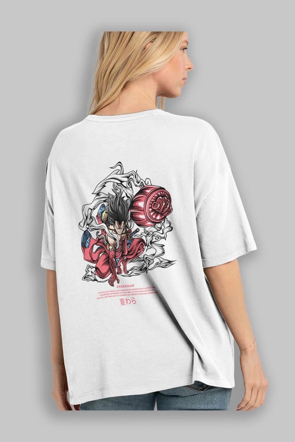 One Piece Snakeman Anime Arka Baskılı Oversize t-shirt Erkek Kadın Unisex