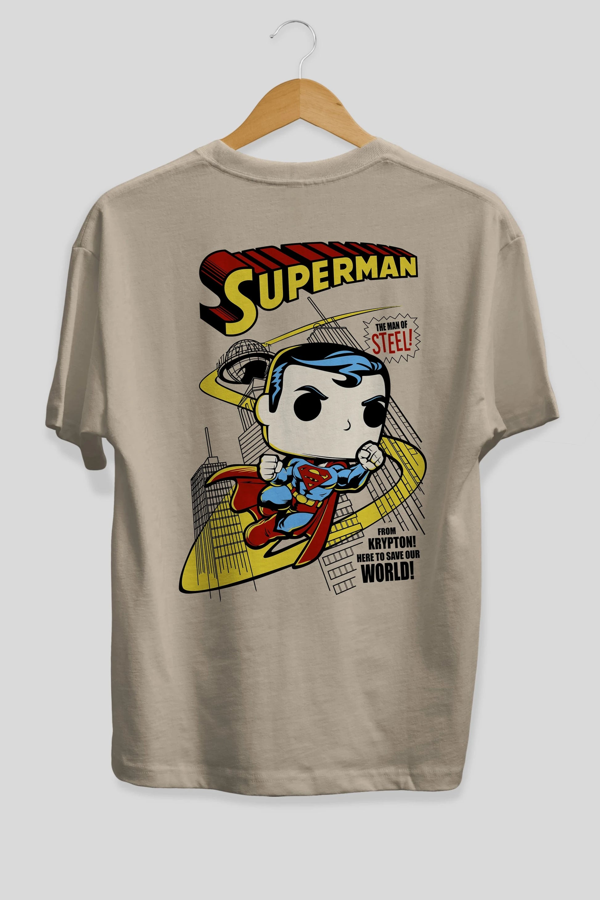 Superman (2) Arka Baskılı Oversize t-shirt Erkek Kadın Unisex %100 Pamuk Bisiklet Yaka tişort