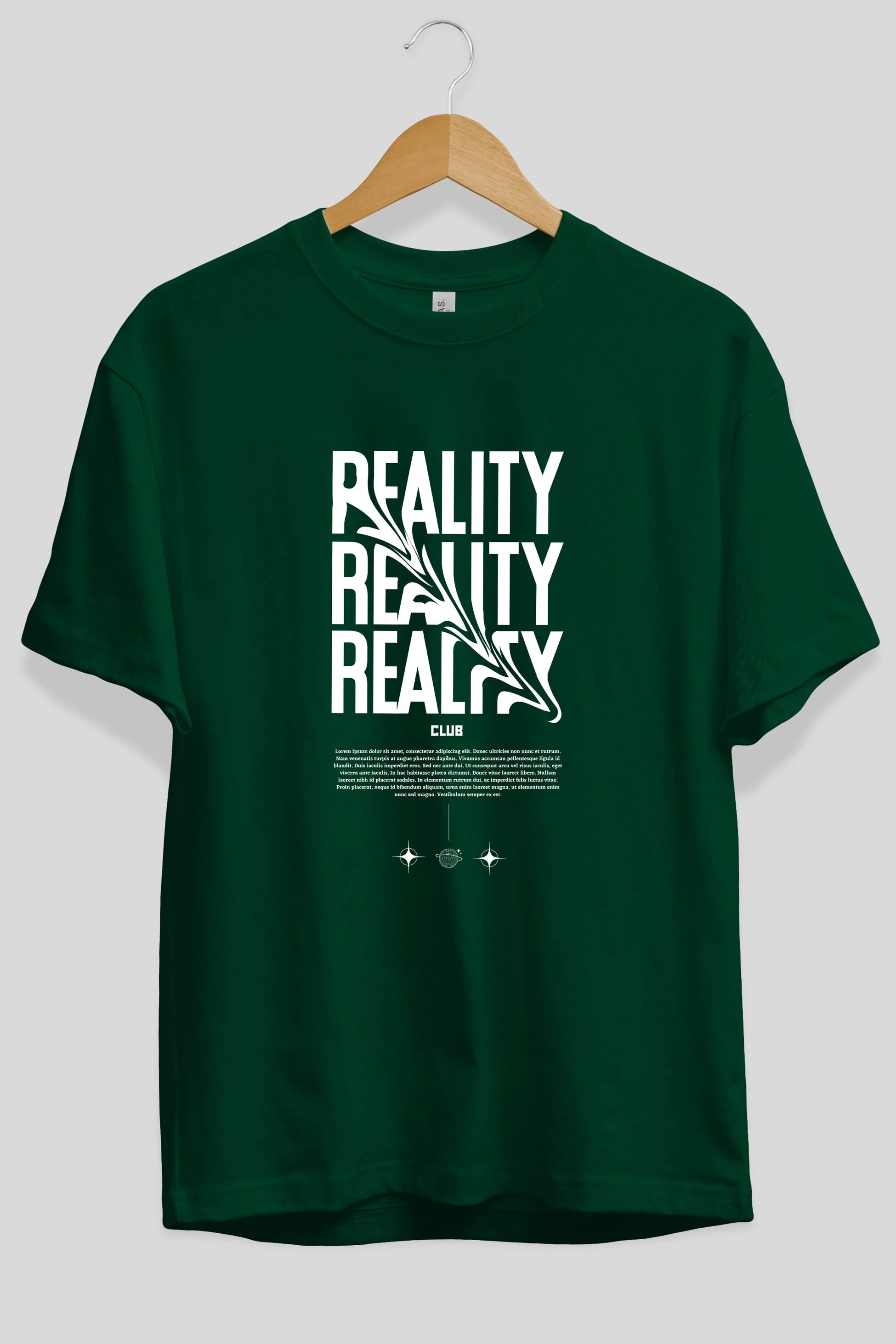 Reality Yazılı Ön Baskılı Oversize t-shirt Erkek Kadın Unisex