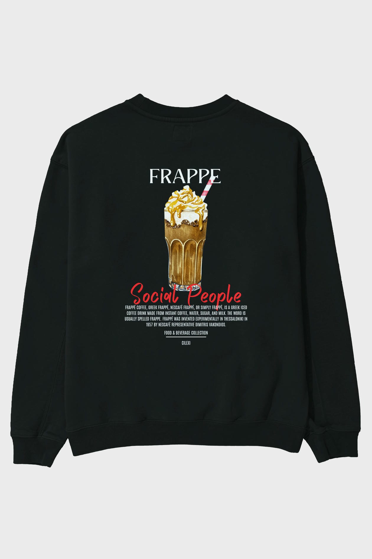 Frappe Arka Baskılı Oversize Sweatshirt Erkek Kadın Unisex