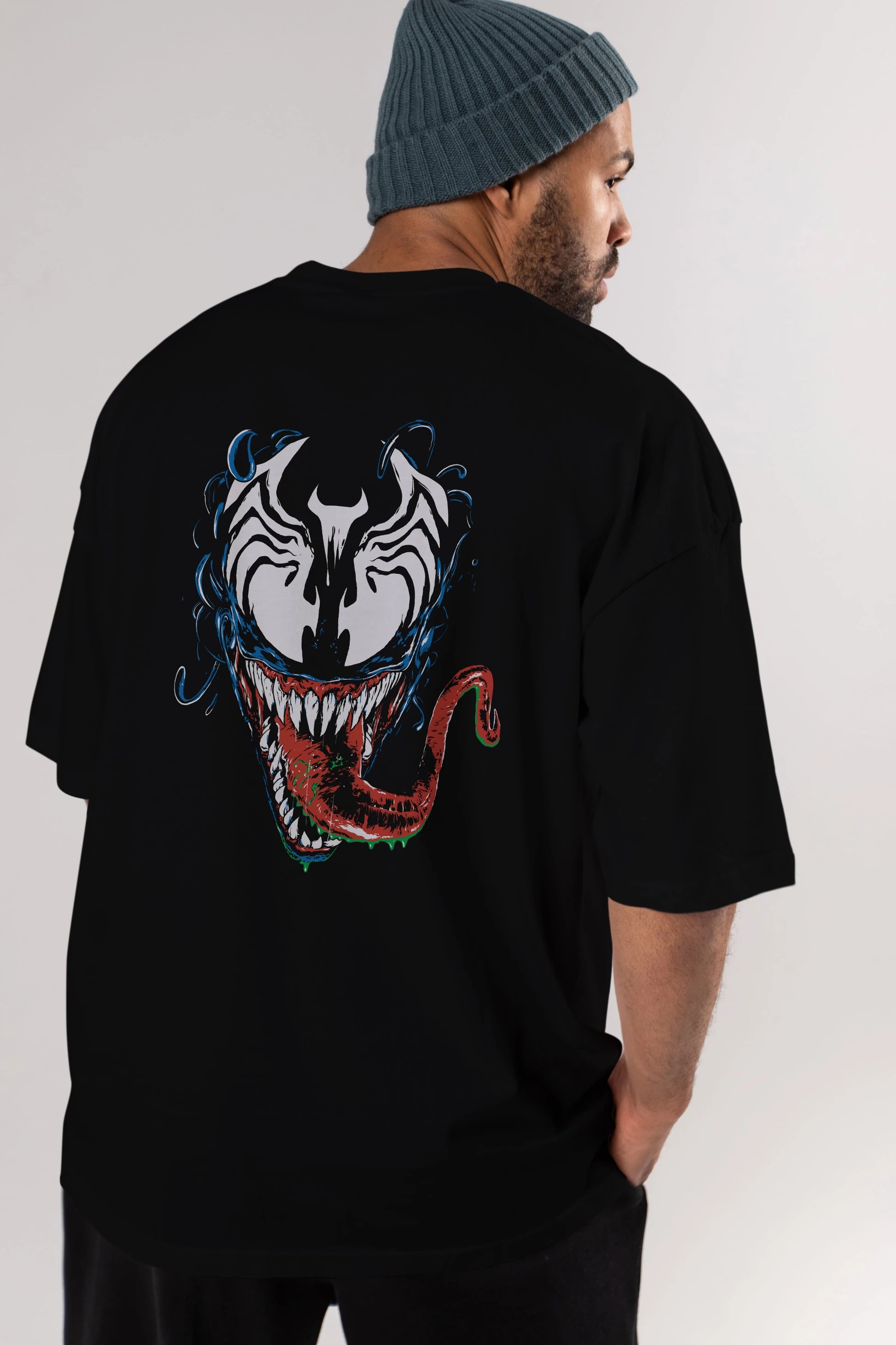 Venom (2) Arka Baskılı Oversize t-shirt Erkek Kadın Unisex %100 Pamuk Bisiklet Yaka tişort