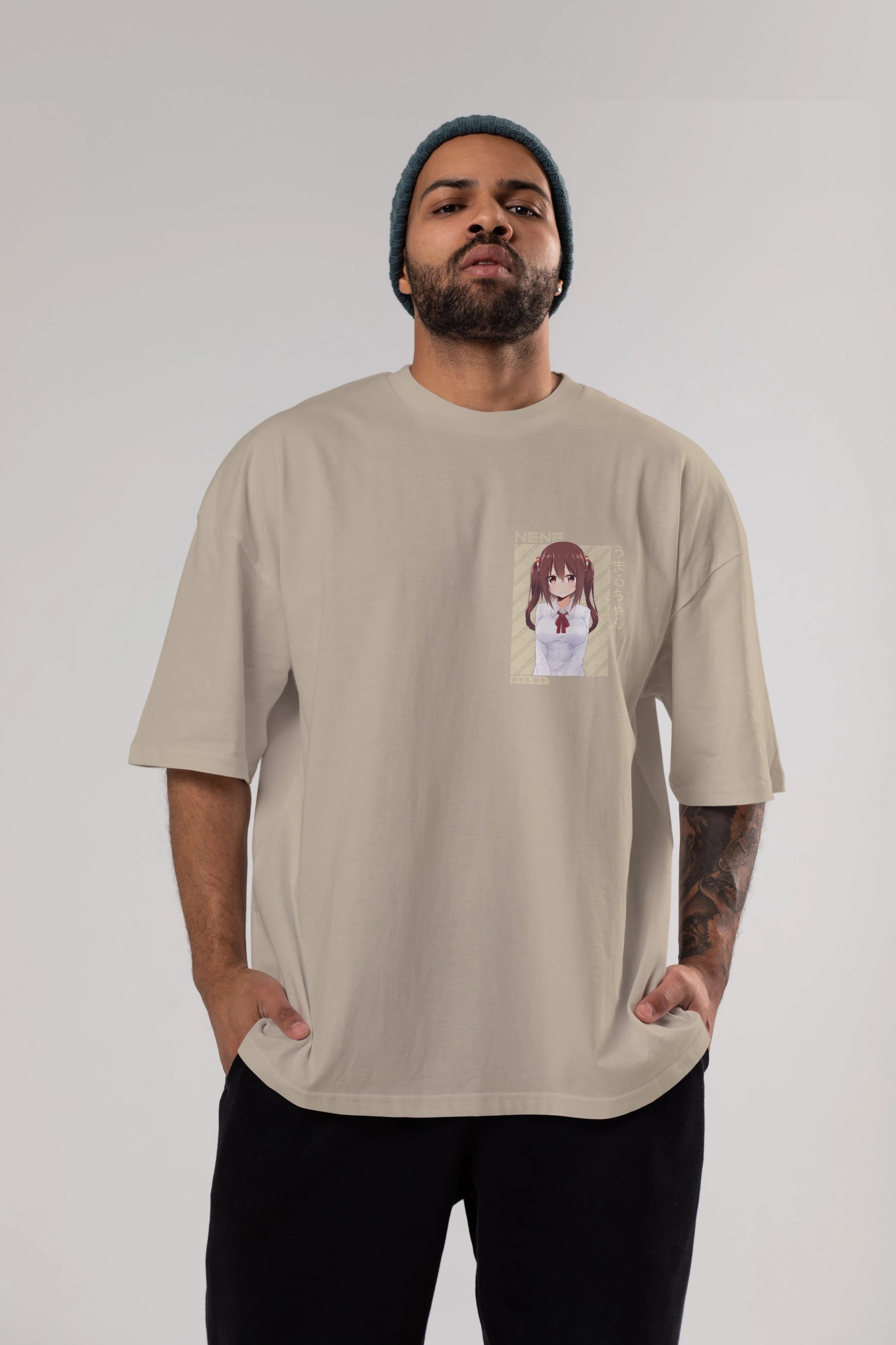 Nene Ebina 1 Ön Sol Baskılı Oversize t-shirt Erkek Kadın Unisex %100 Pamuk Bisiklet Yaka tişort