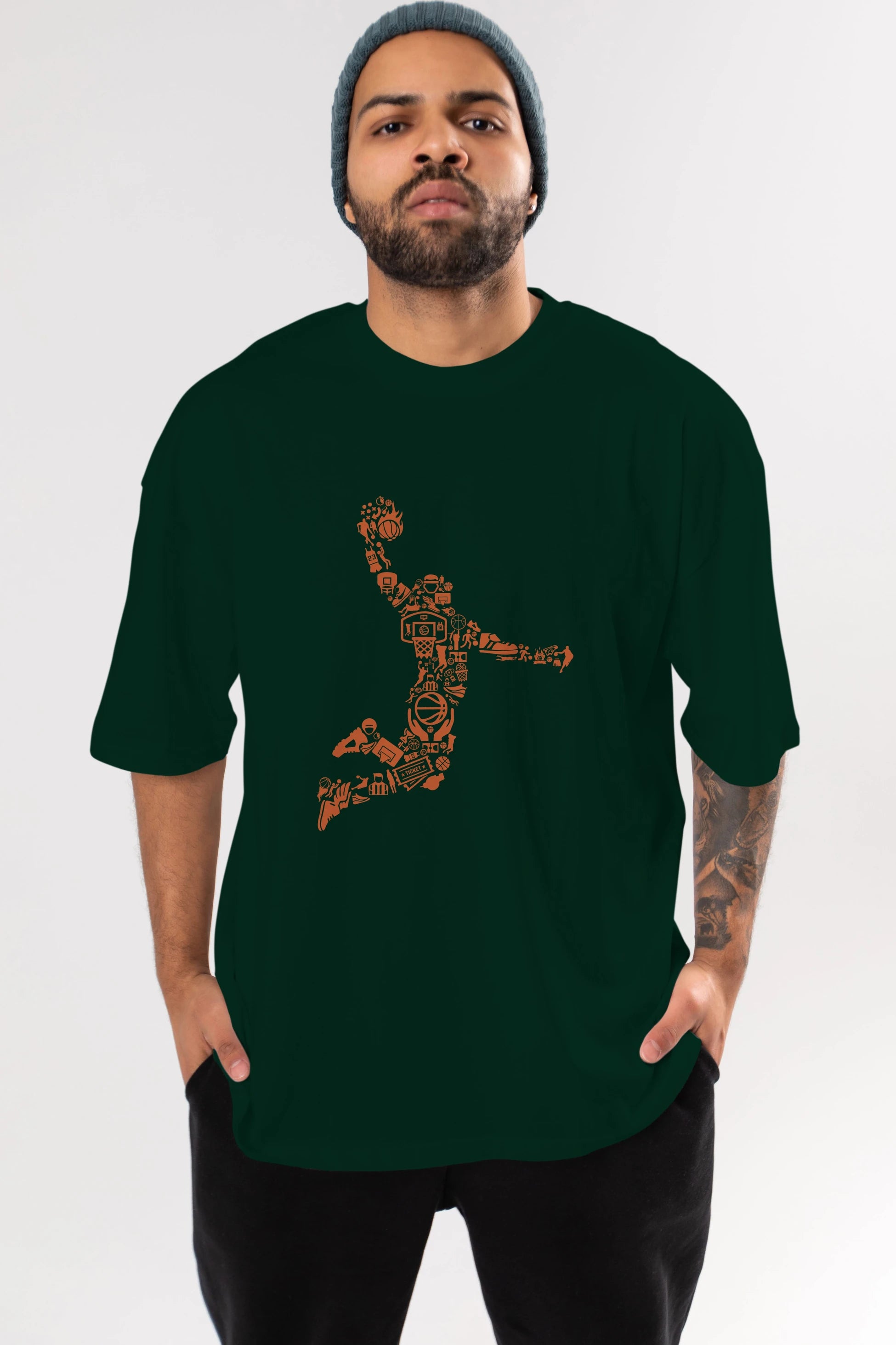 Basketball Player Ön Baskılı Oversize t-shirt %100 pamuk Erkek Kadın Unisex