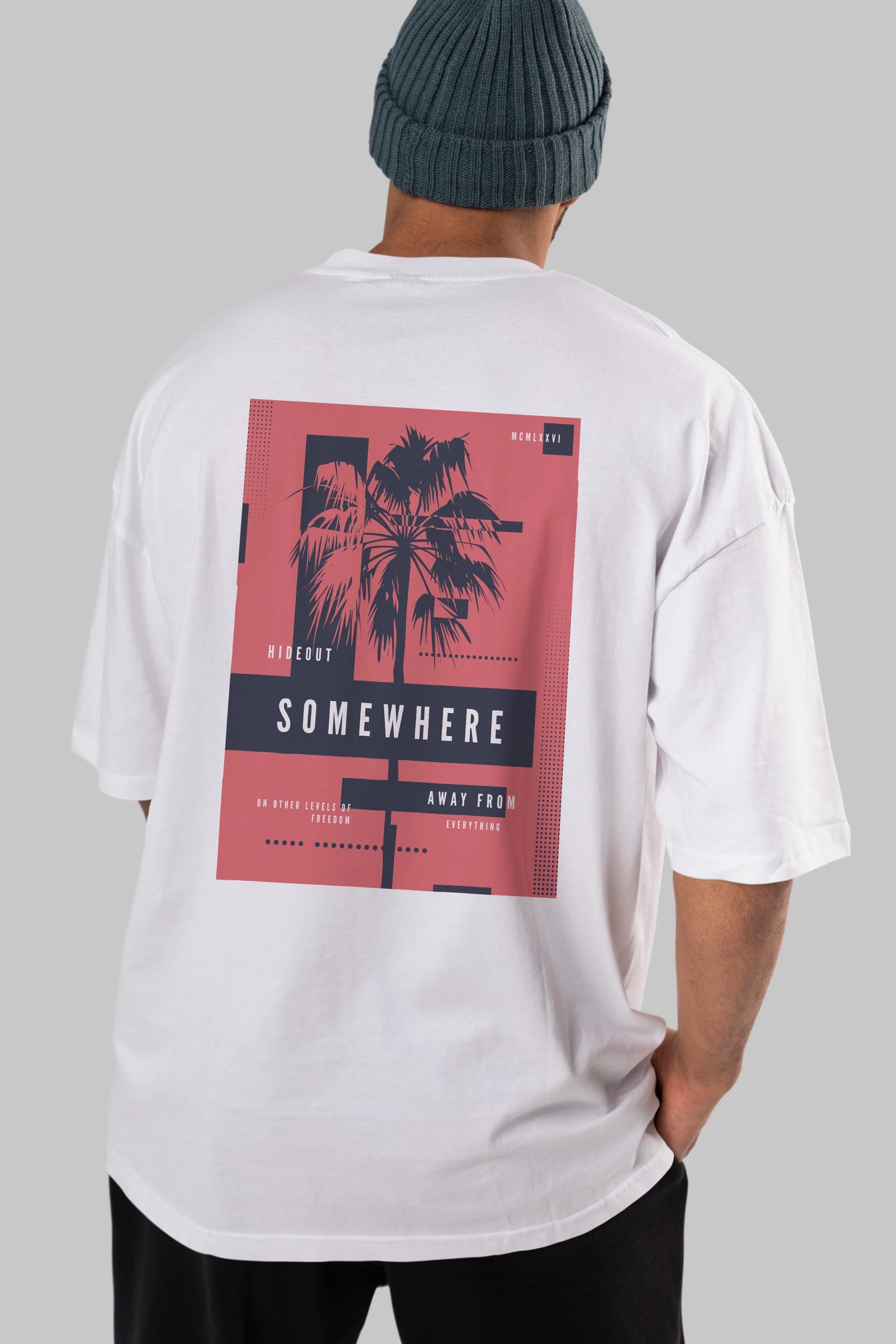 Hideout Somewhere Arka Baskılı Oversize t-shirt Erkek Kadın Unisex
