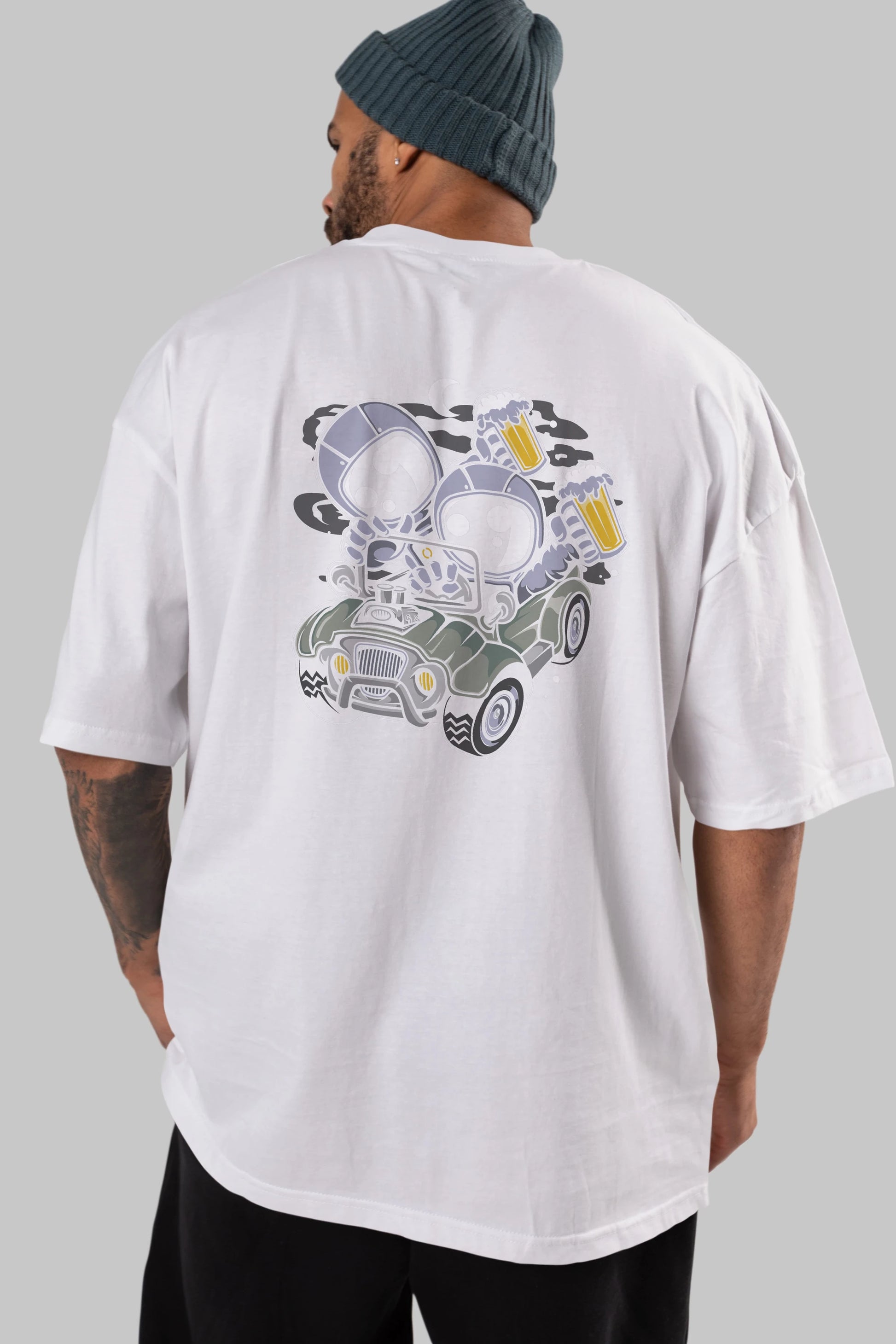 Astronaut Offroad Arka Baskılı Oversize t-shirt Erkek Kadın Unisex