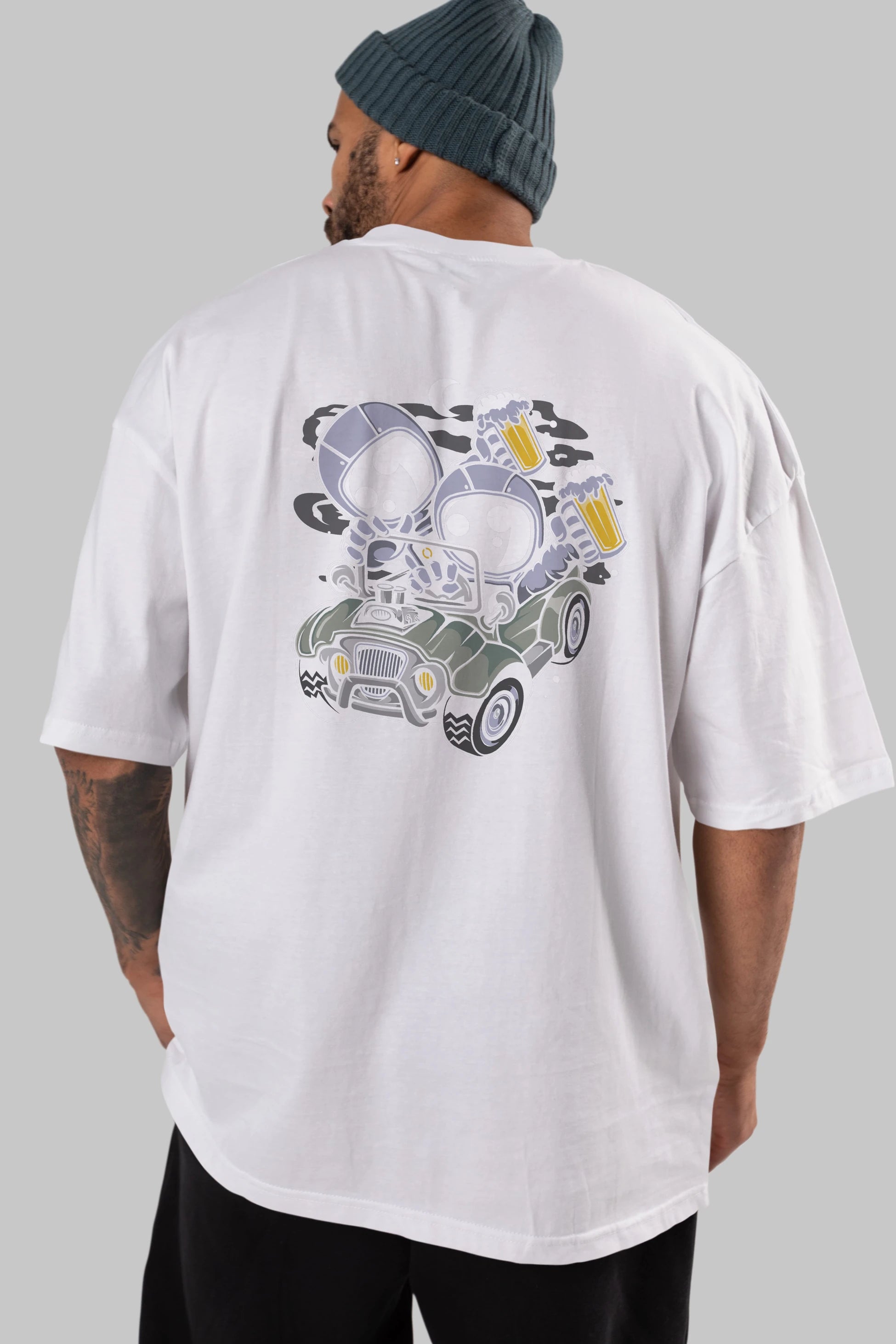 Astronaut Offroad Arka Baskılı Oversize t-shirt Erkek Kadın Unisex