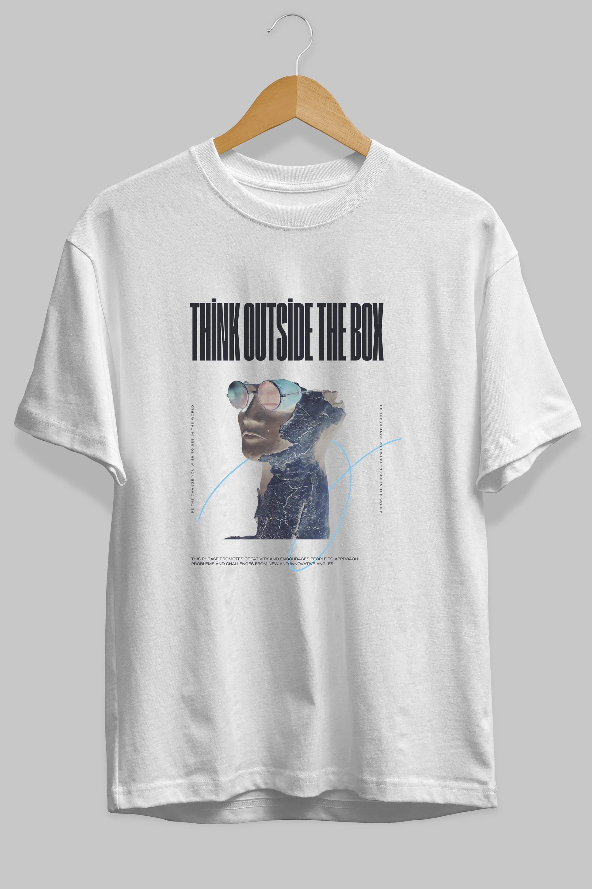 Think Outside The Box Ön Baskılı Oversize t-shirt Erkek Kadın Unisex