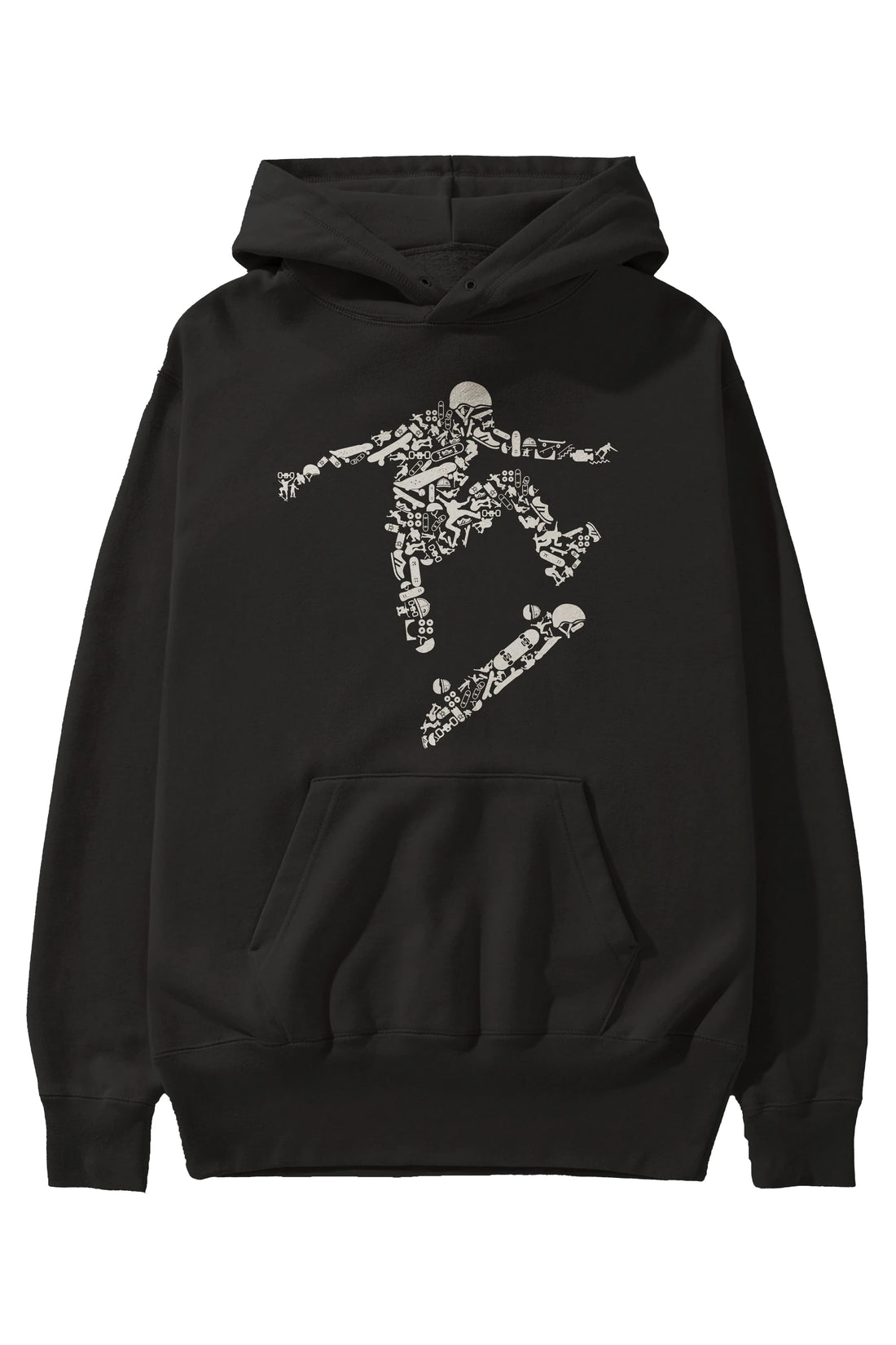 Skater Ön Baskılı Hoodie Oversize Kapüşonlu Sweatshirt Erkek Kadın Unisex