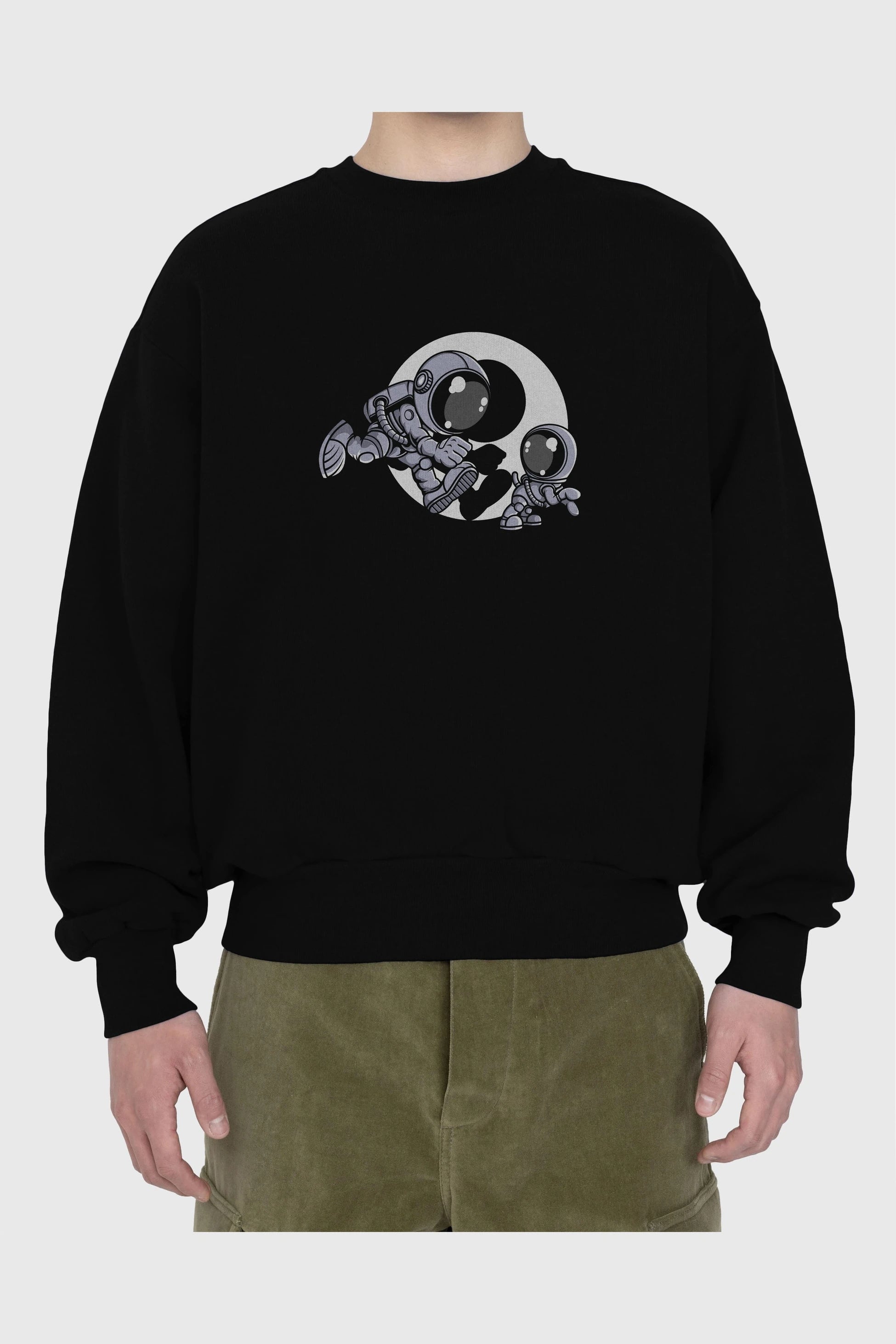 Astronaut And Little Dog Ön Baskılı Oversize Sweatshirt Erkek Kadın Unisex
