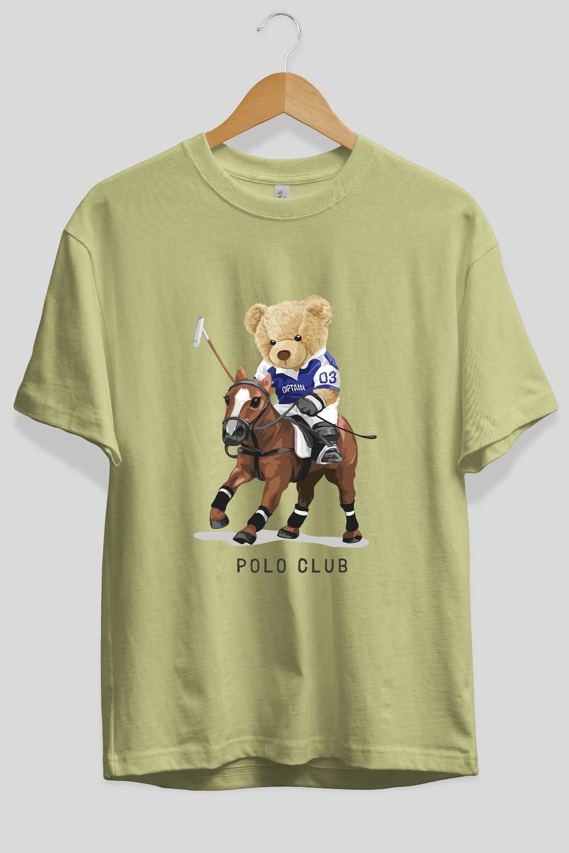 Teddy Bear Polo Club Ön Baskılı Oversize t-shirt Erkek Kadın Unisex %100 Pamuk