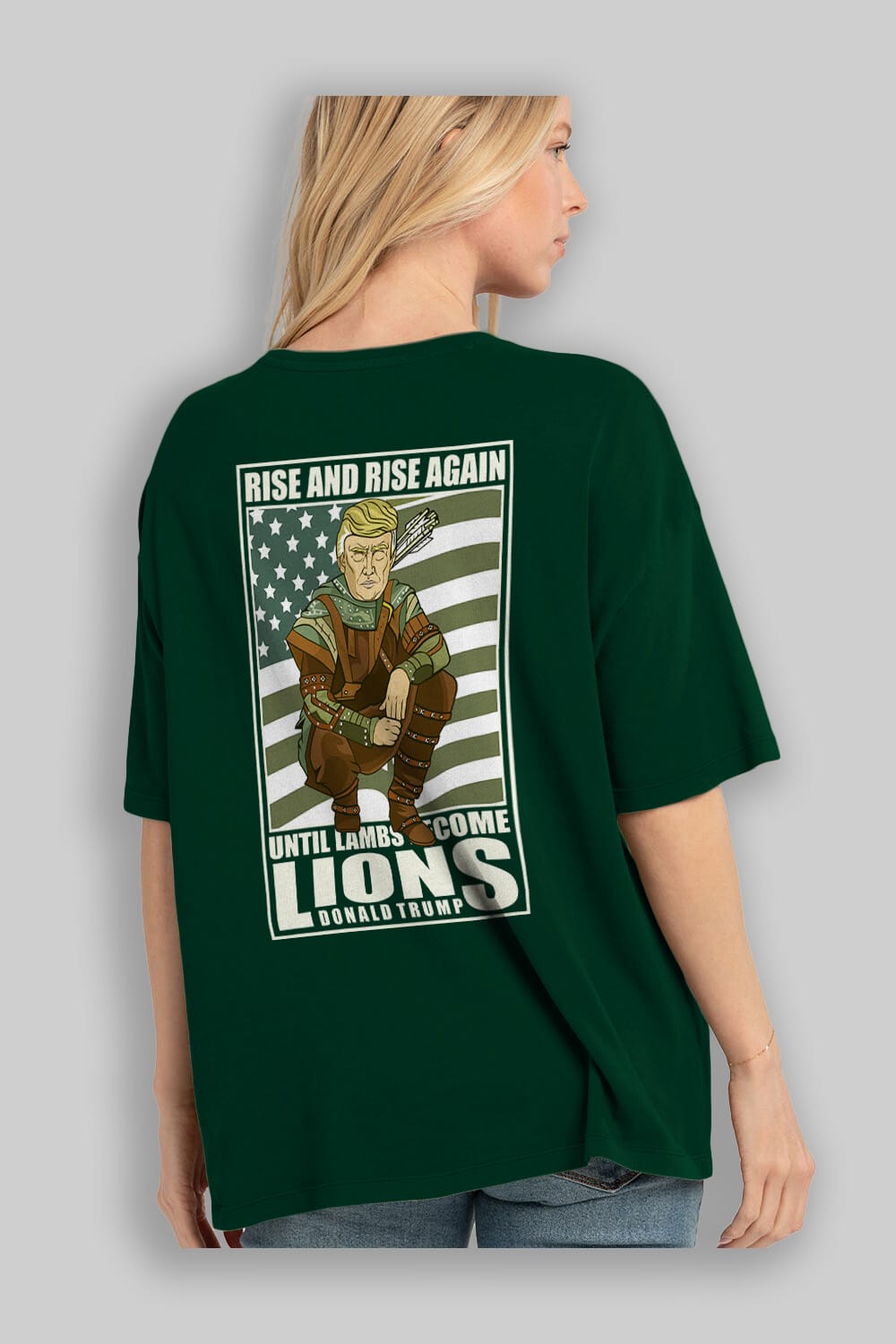 Robin Hood Trump Arka Baskılı Oversize t-shirt Erkek Kadın Unisex %100 Pamuk tişort