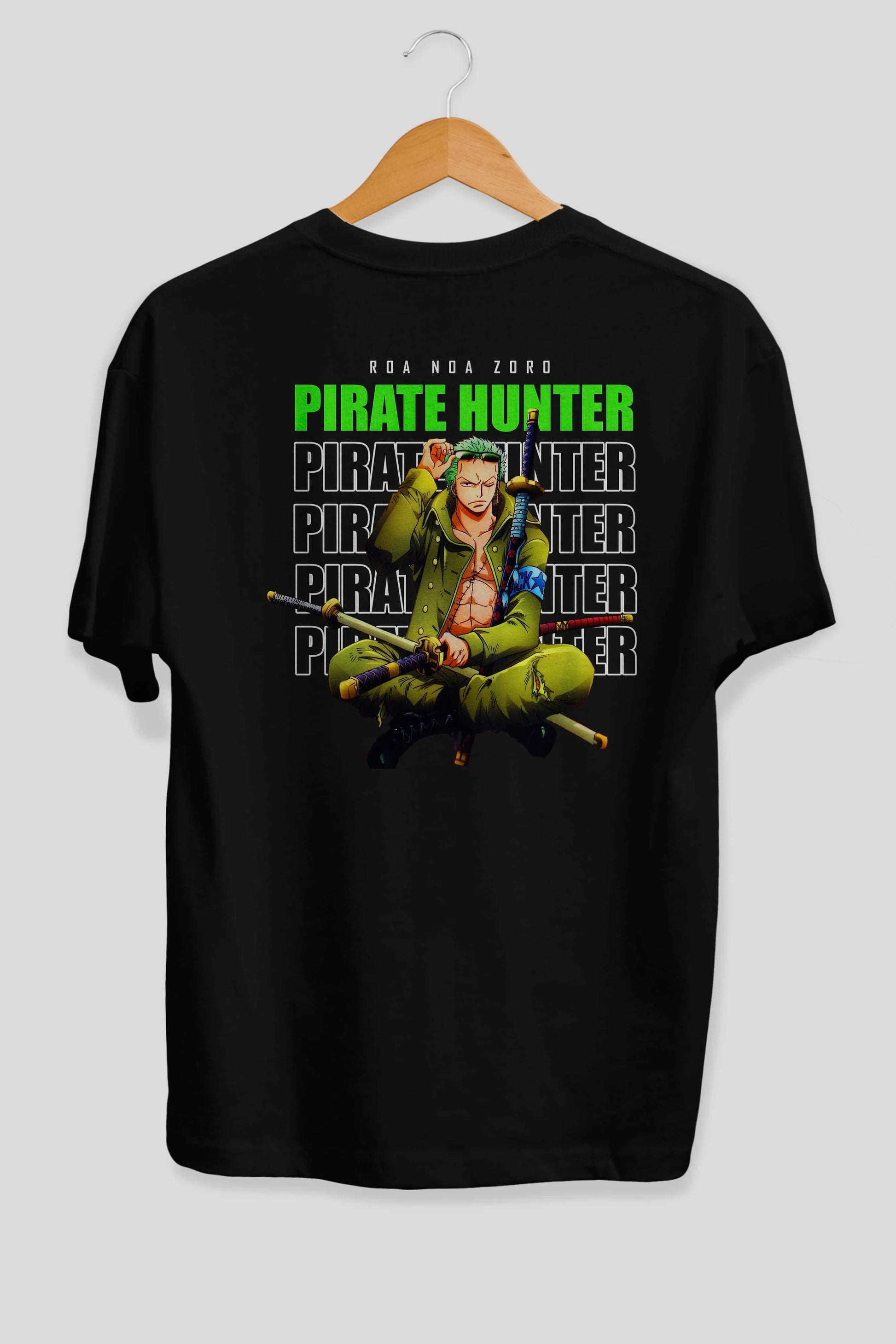 Roronoa Zoro 4 Anime Arka Baskılı Oversize t-shirt Erkek Kadın Unisex %100 pamuk tişort