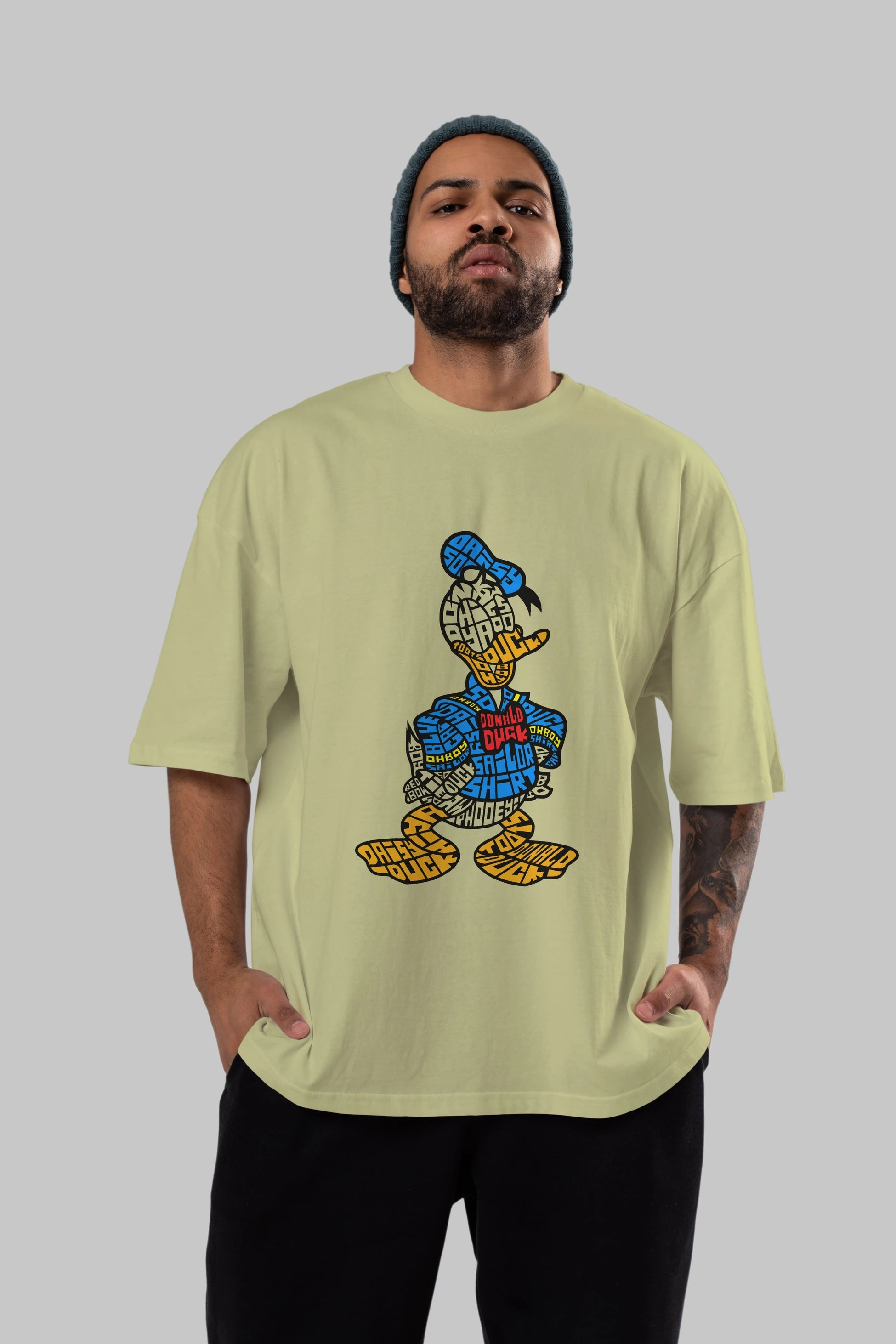 Donald Ön Baskılı Oversize t-shirt %100 pamuk Erkek Kadın Unisex