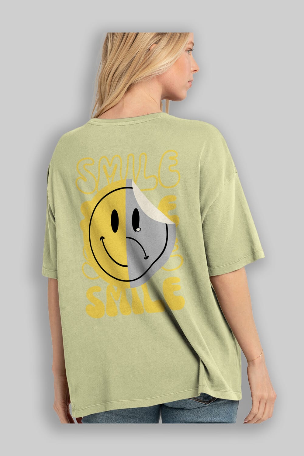 Smile Yazılı Arka Baskılı Oversize t-shirt Erkek Kadın Unisex