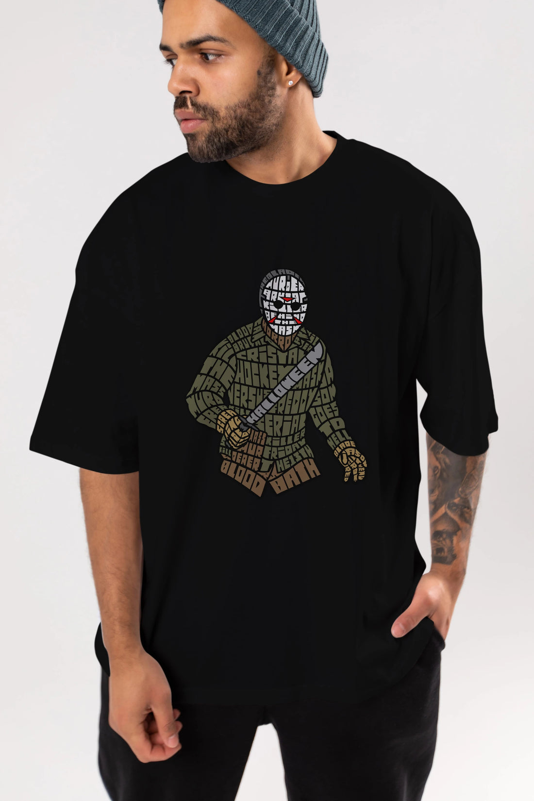 Jason Ön Baskılı Oversize t-shirt %100 pamuk Erkek Kadın Unisex