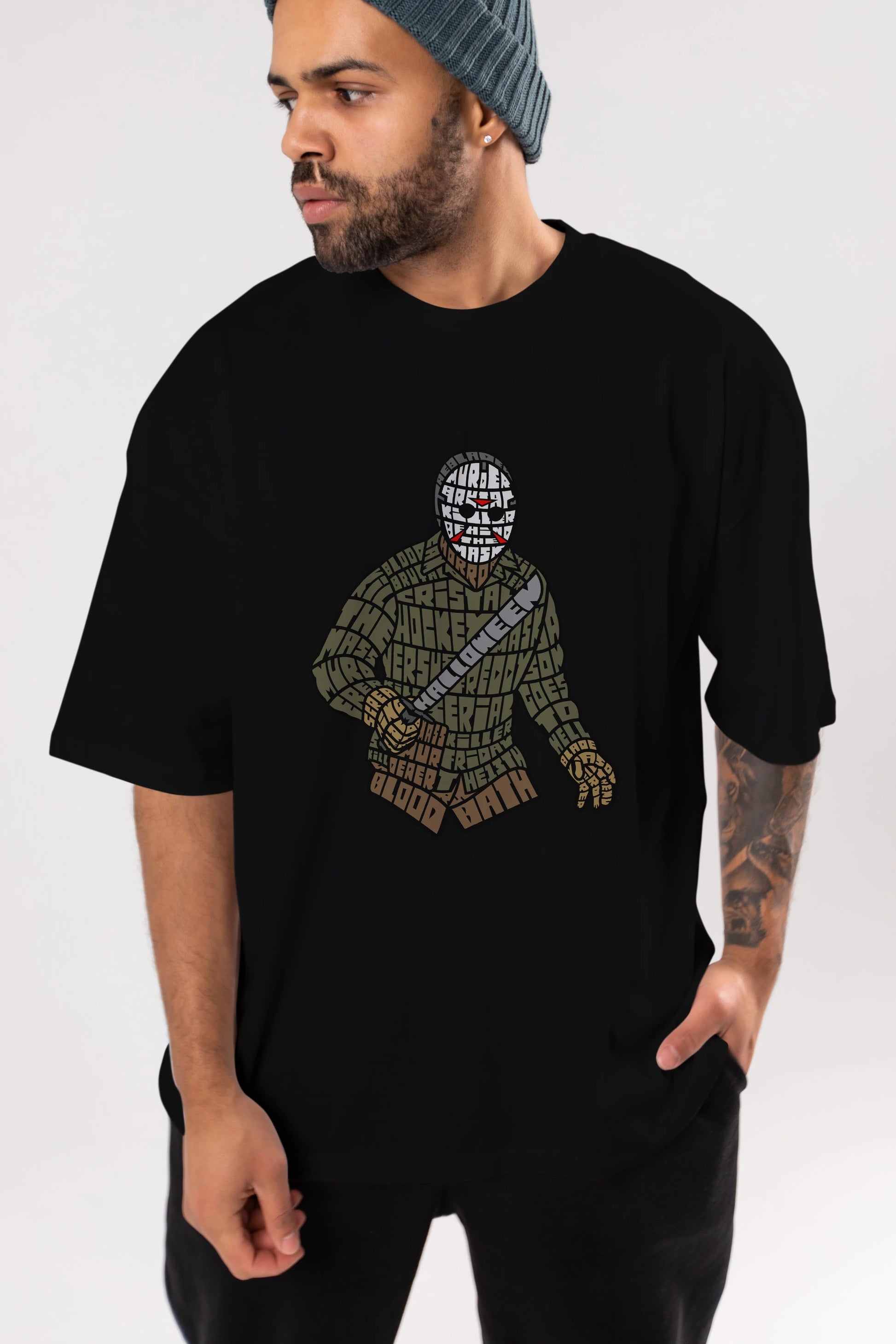 Jason Ön Baskılı Oversize t-shirt %100 pamuk Erkek Kadın Unisex