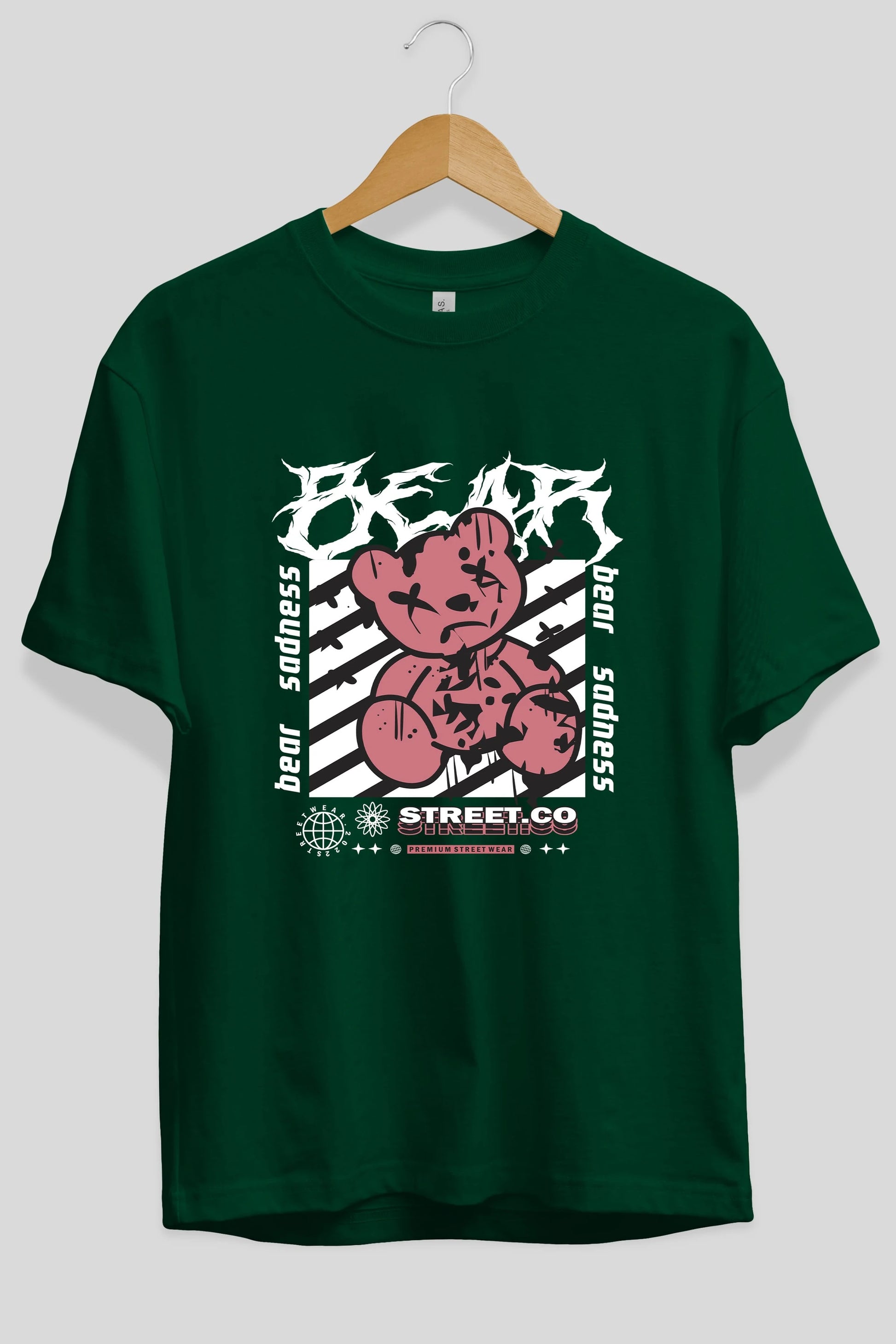 Bear Sadness Ön Baskılı Oversize t-shirt Erkek Kadın Unisex