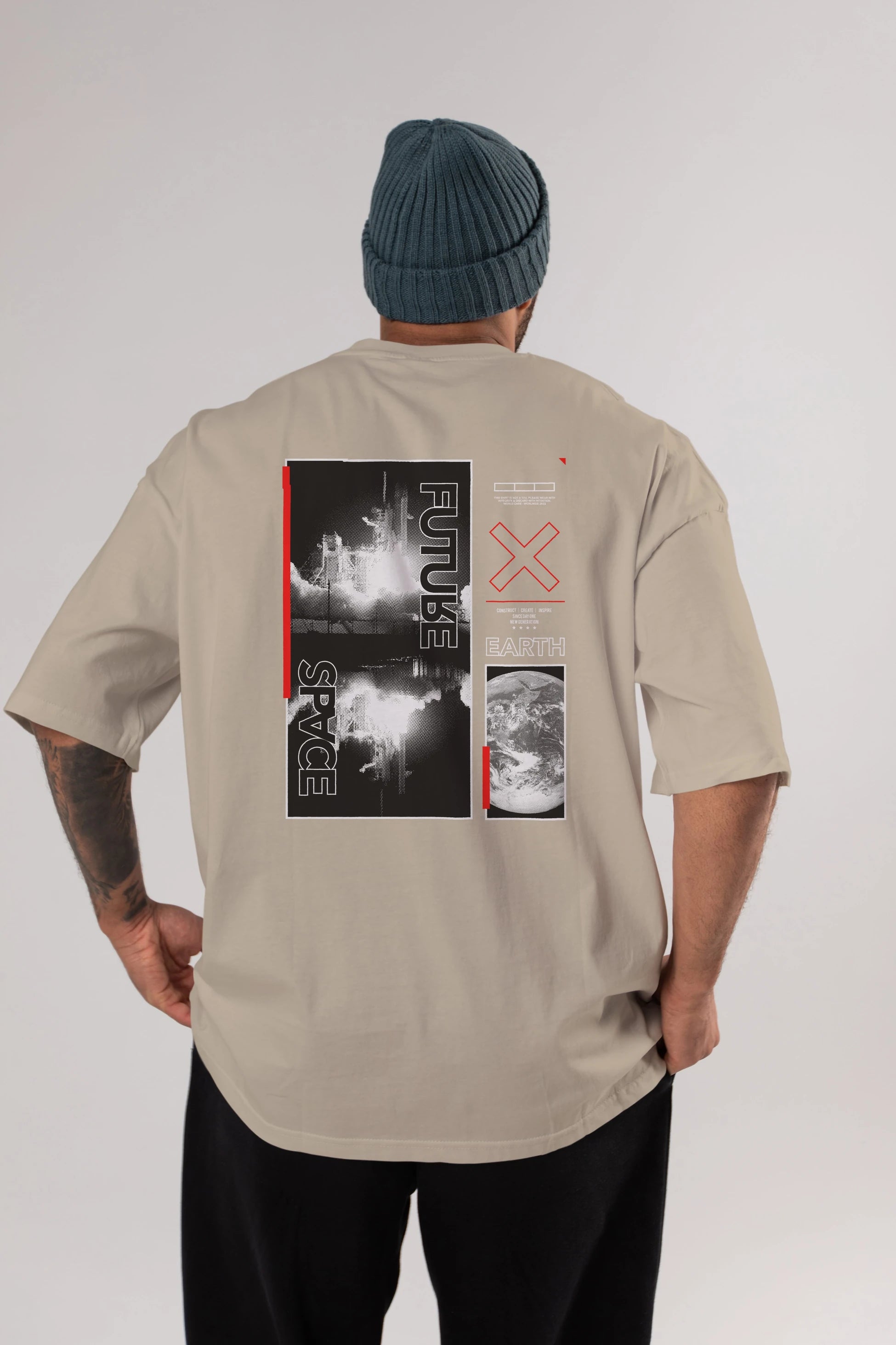 Future Space Arka Baskılı Oversize t-shirt Erkek Kadın Unisex
