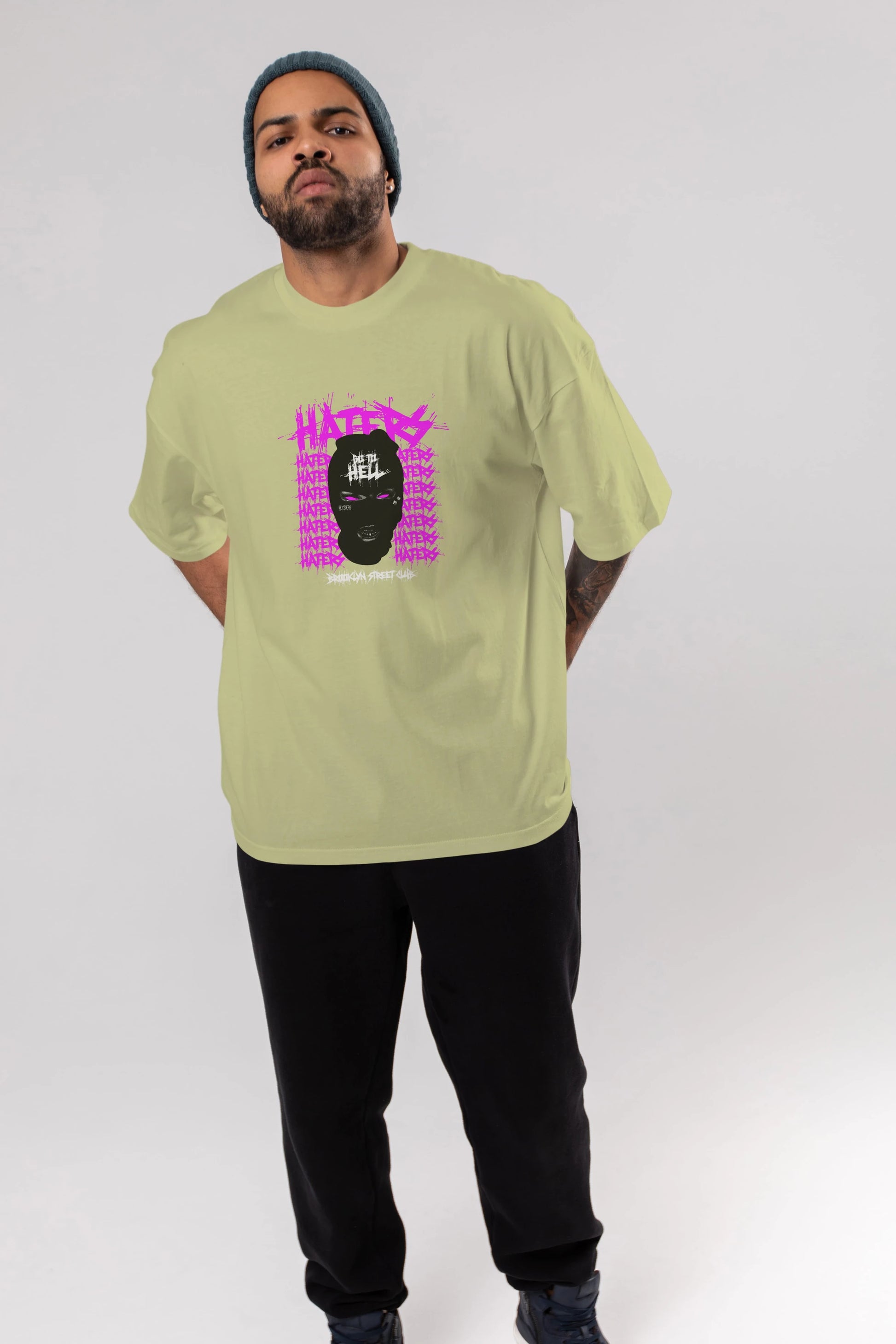 Haters Brooklyn Street Club Ön Baskılı Oversize t-shirt Erkek Kadın Unisex