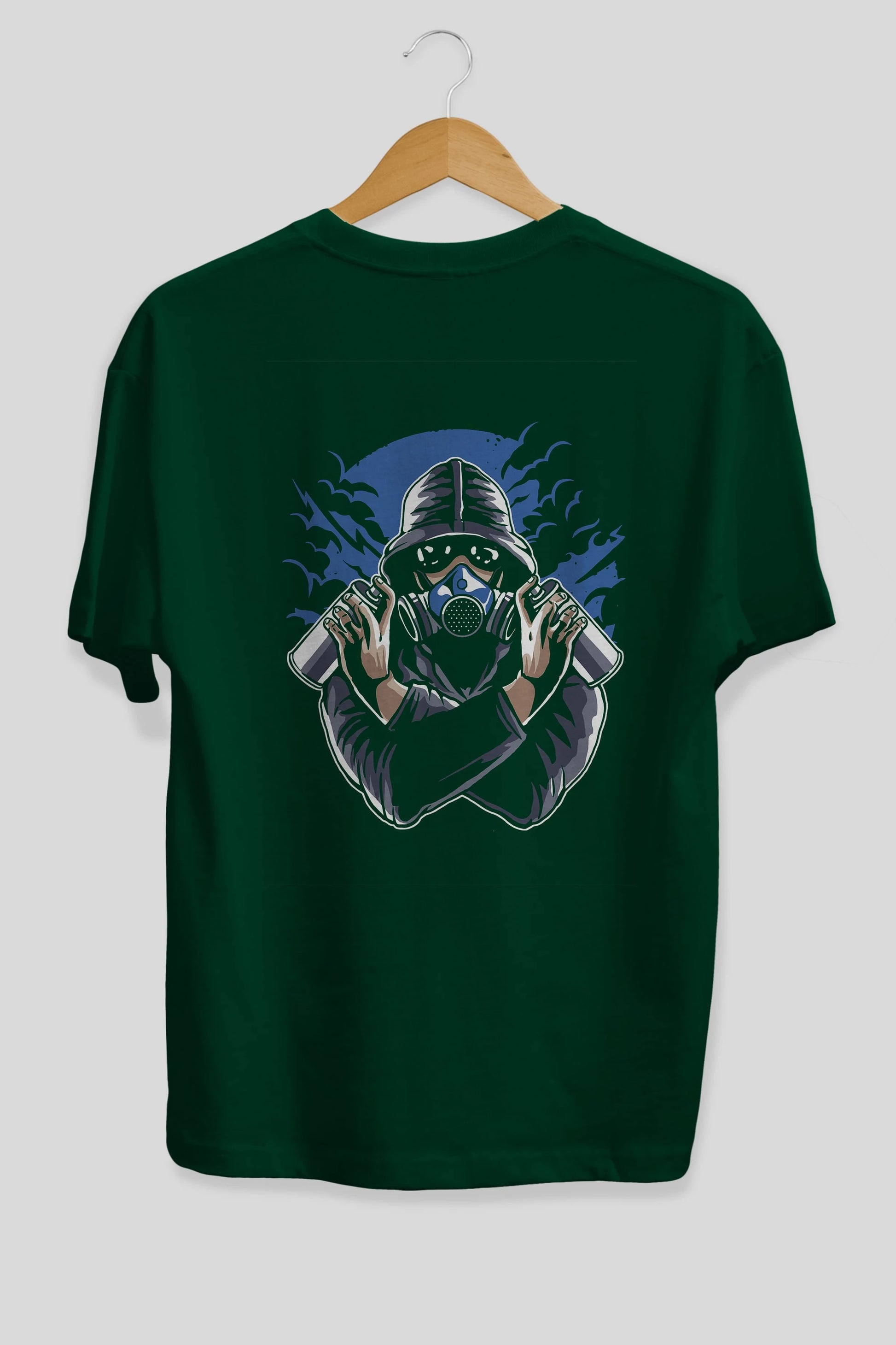 Graffiti Gasmask Arka Baskılı Oversize t-shirt Erkek Kadın Unisex %100 Pamuk