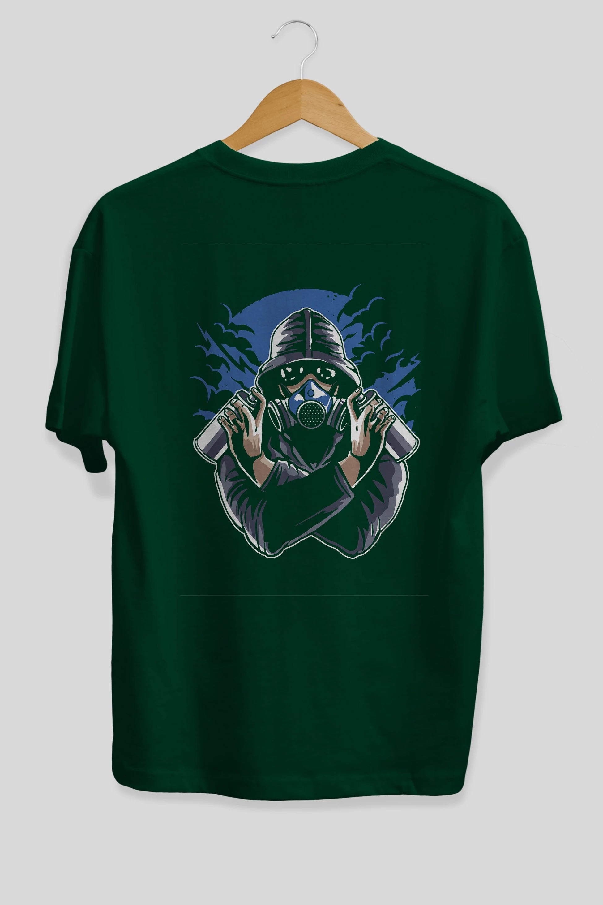 Graffiti Gasmask Arka Baskılı Oversize t-shirt Erkek Kadın Unisex %100 Pamuk